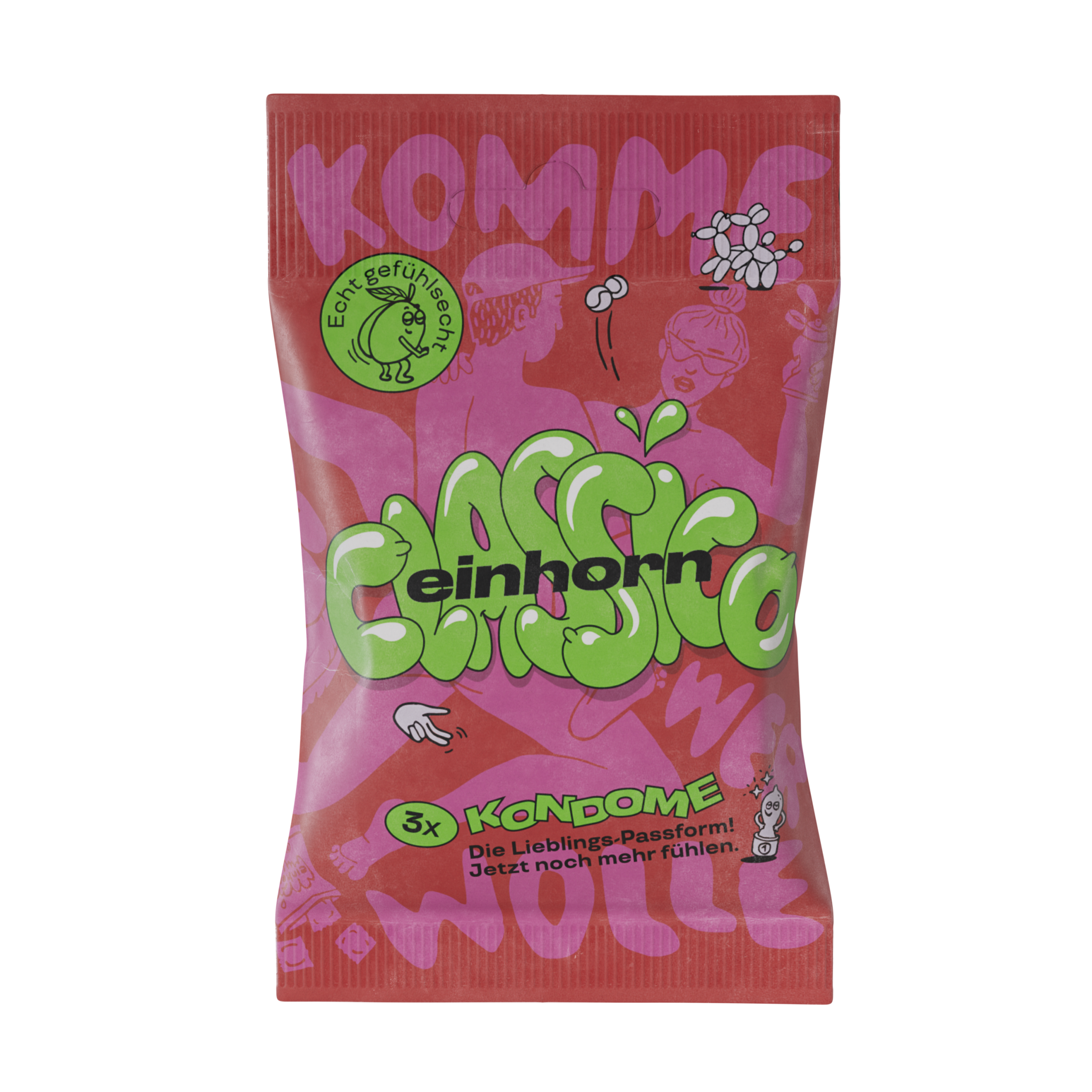 Einhorn Kondomy Classic (3 ks) - pošk. obal - veganské