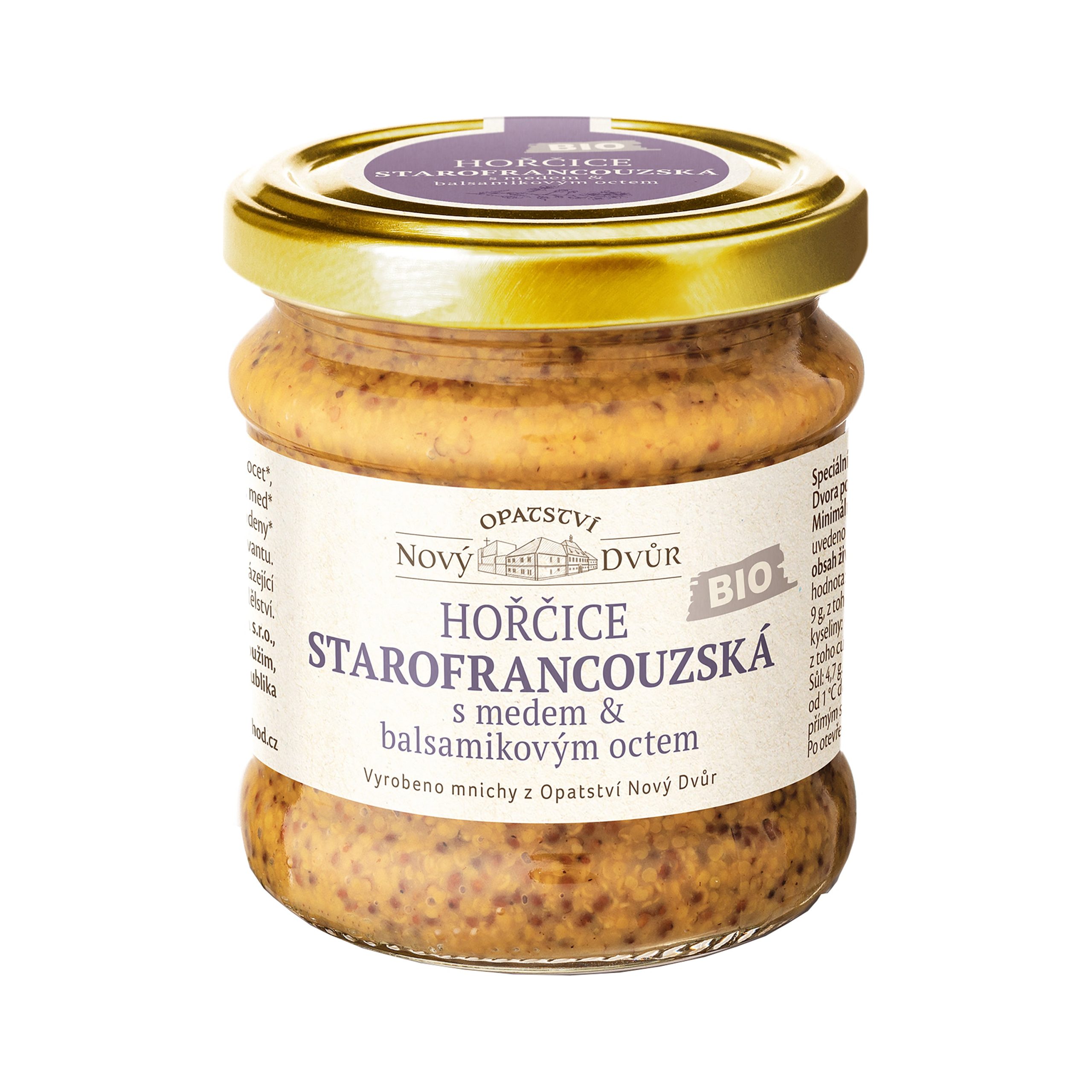 Hořčice starofrancouzská s medem a balsamikem 195 g BIO   LABORA Labora