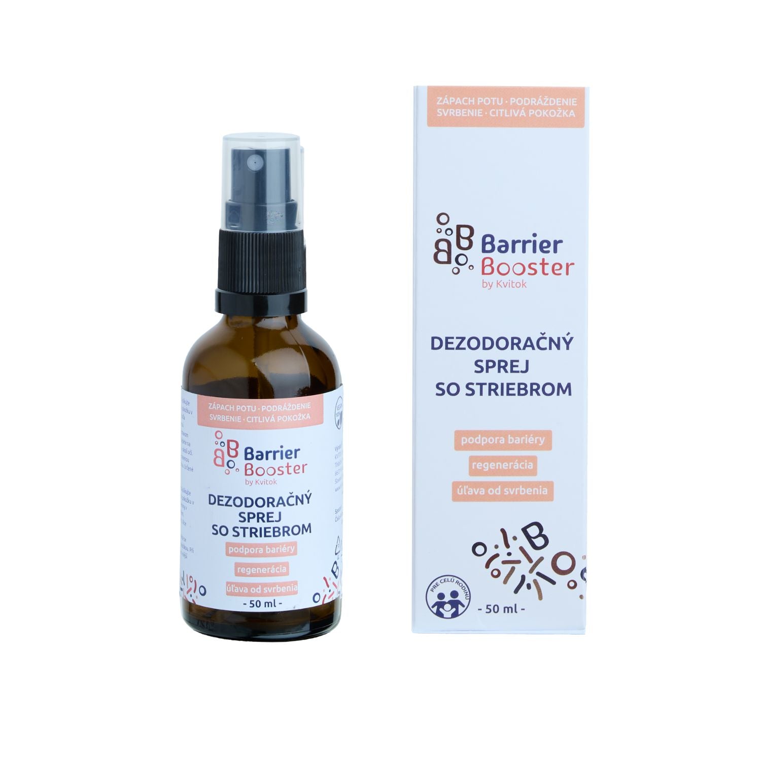 Kvitok Barrier Booster Deodorant ve spreji se stříbrem (50 ml) - pošk. obal - vhodný i na nohy Kvitok