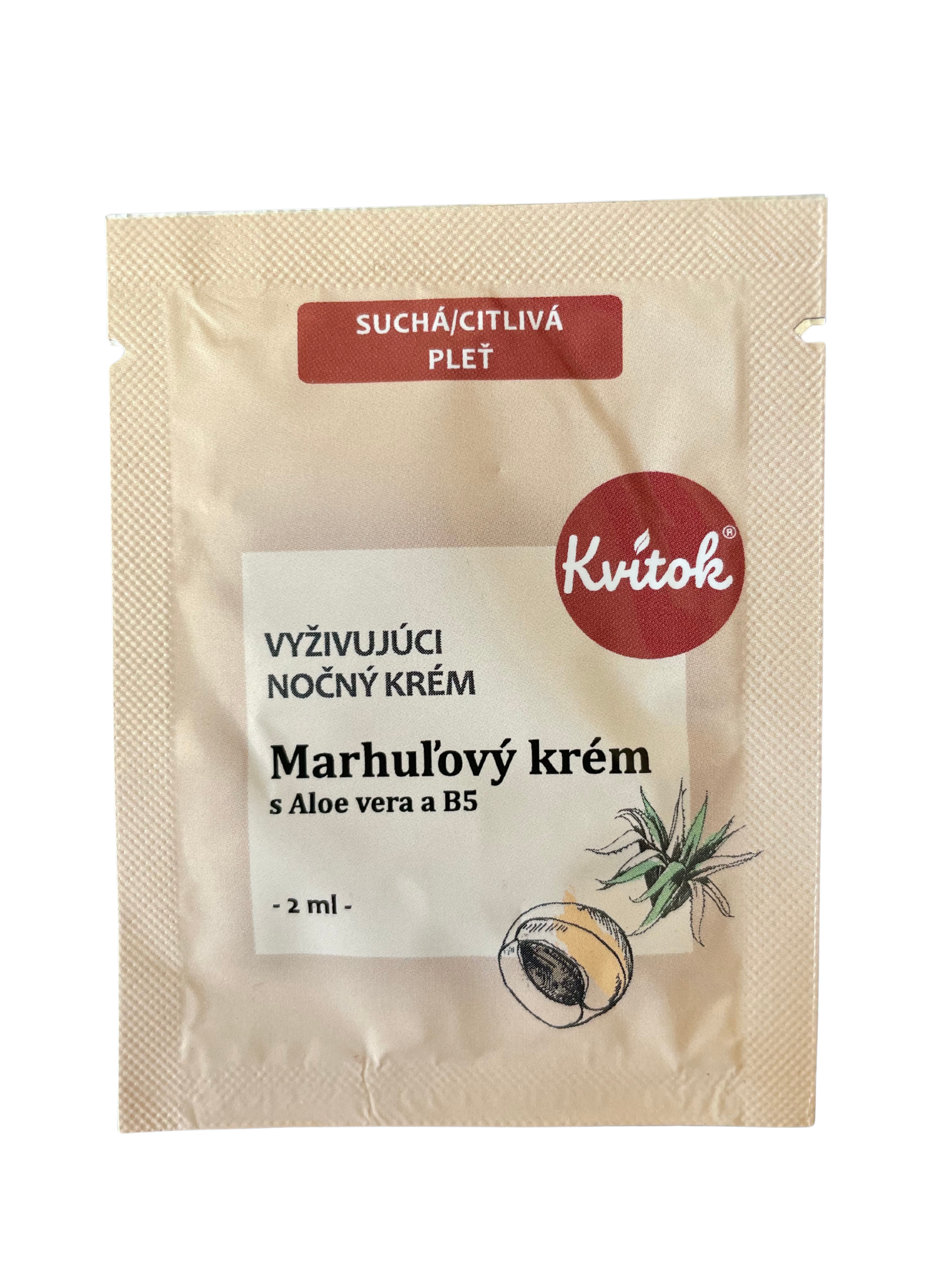 Kvitok Noční meruňkový krém pro citlivou pleť - vzorek (2 ml) - s provitaminem b5 Kvitok