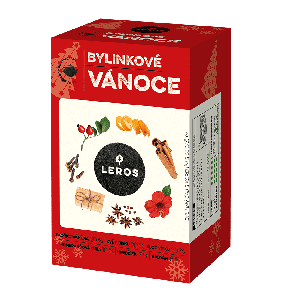 LEROS Bylinný čaj s kořením Bylinkové Vánoce - nálev. sáčky (20 x 2 g) - pošk. obal - chuť skořice a lékořice