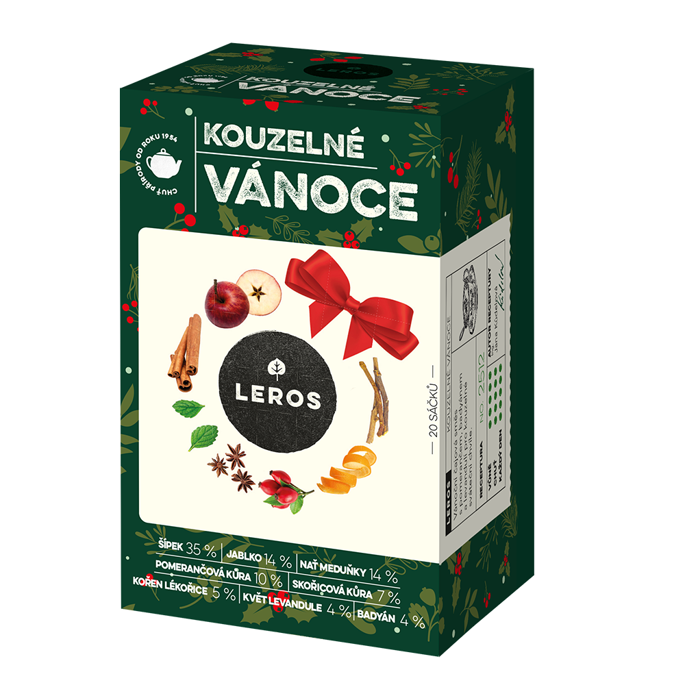 LEROS Ovocný čaj aromatizovaný Kouzelné Vánoce - nálev. sáčky (20 x 2 g) - pošk. obal - vůně vanilky a mandlí