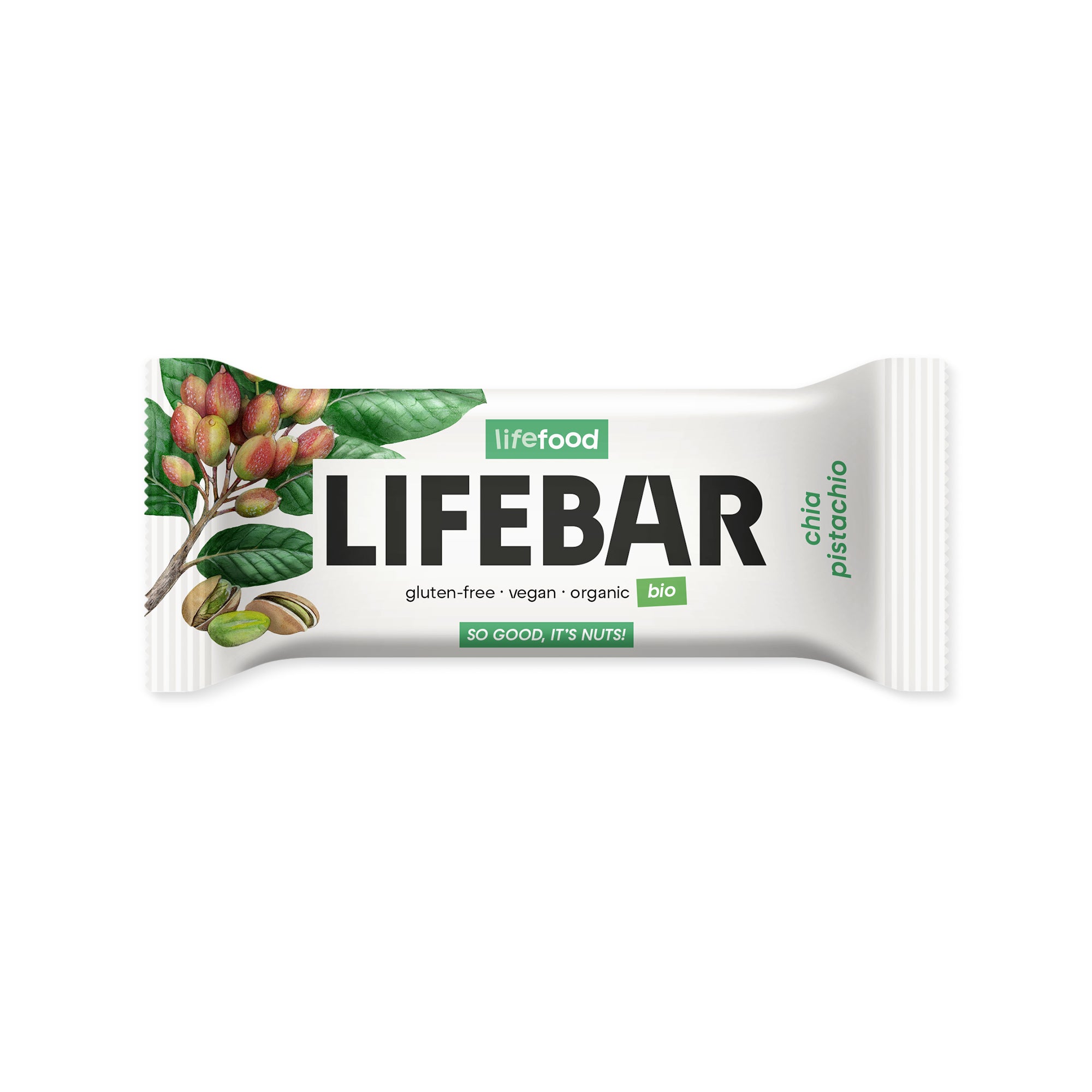 Lifefood Tyčinka Lifebar pistáciová s chia RAW BIO (40 g) - skvělý zdroj bílkovin a vlákniny Lifefood