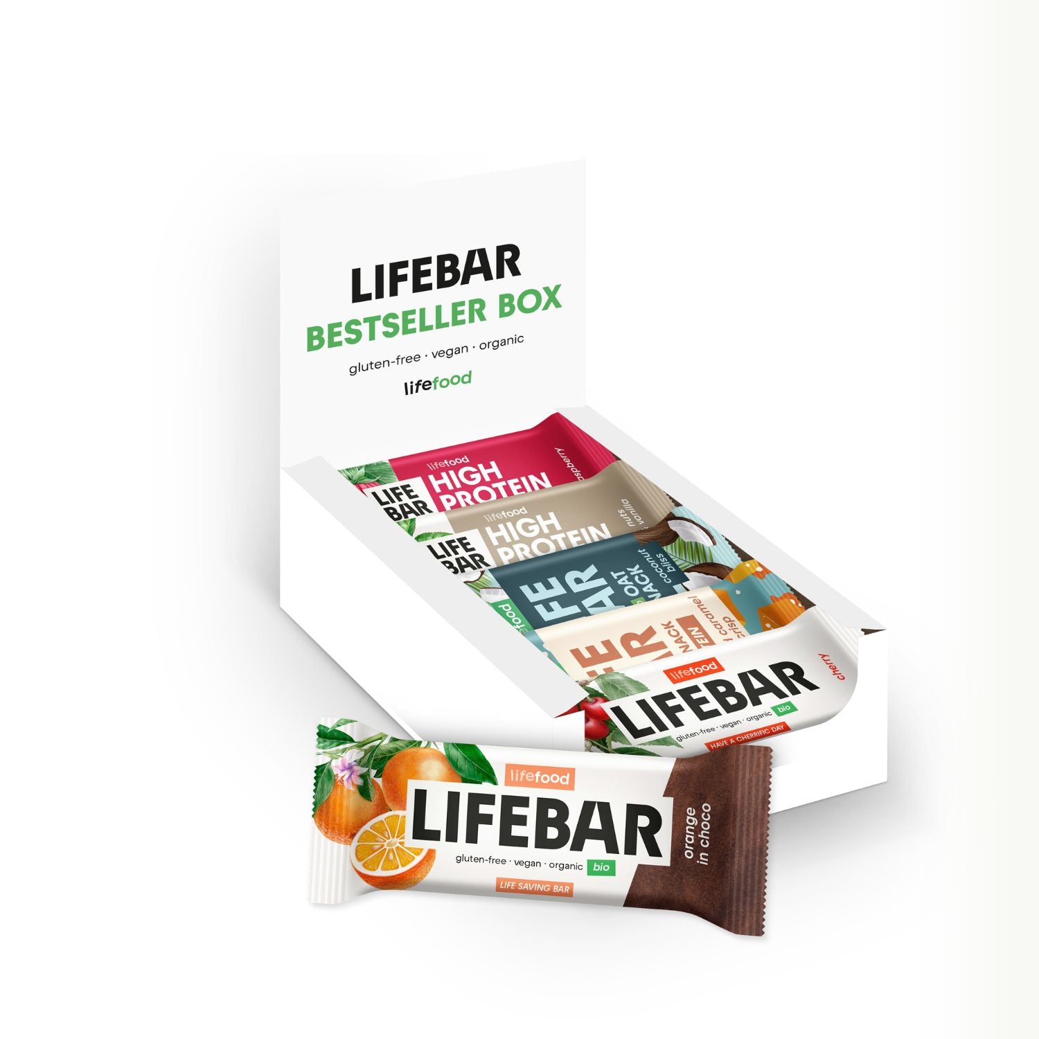 Lifefood Zvýhodněná sada 13 + 2 tyčinky zdarma - Lifebar Bestseller Mix (15 x 40 g) - mix těch nejoblíbenějších tyčinek Lifefood