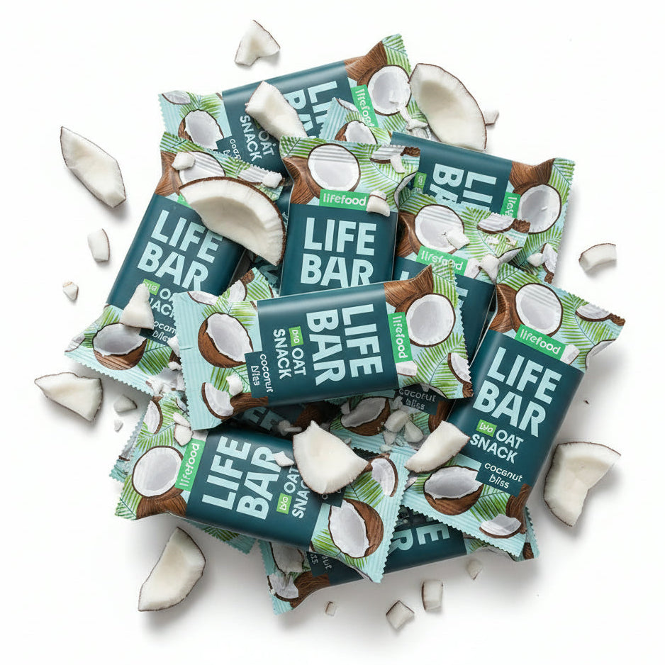 Lifefood Zvýhodněná sada 13 + 2 tyčinky zdarma - Lifebar Oat Snack Coconut Bliss BIO (15 x 40 g) - nutričně bohaté svačinky Lifefood