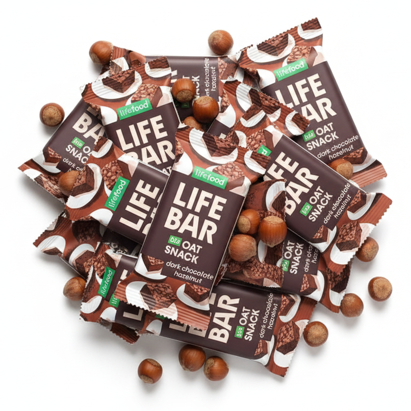 Lifefood Zvýhodněná sada 13 + 2 tyčinky zdarma - Lifebar Oat Snack Dark Chocolate Hazelnut BIO (15 x 40 g) - nutričně bohaté svačinky Lifefood