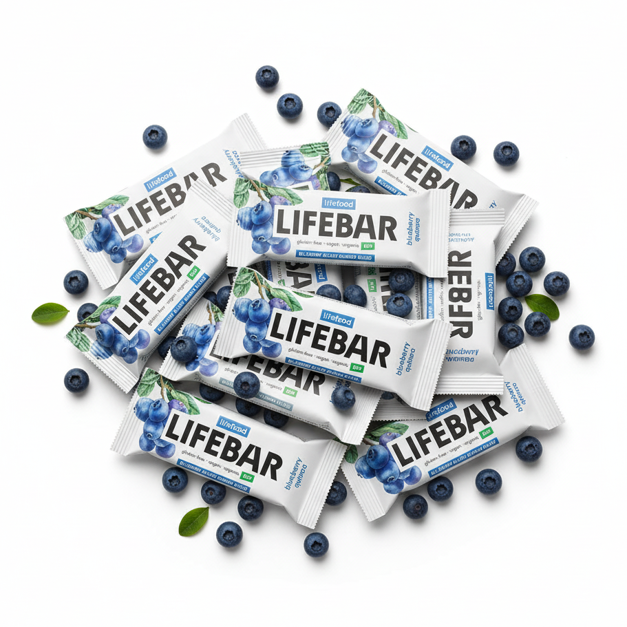 Lifefood Zvýhodněná sada 13 + 2 tyčinky zdarma - Lifebar borůvková s quinoou RAW BIO (15 x 40 g) - nutričně bohaté svačinky Lifefood