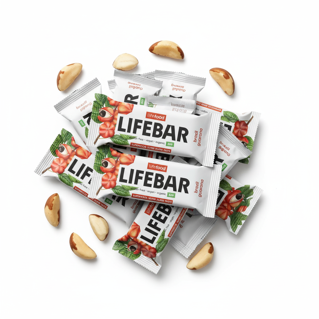 Lifefood Zvýhodněná sada 13 + 2 tyčinky zdarma - Lifebar s para ořechy a guaranou BIO (15 x 40 g) - dodá dlouhotrvající energii Lifefood