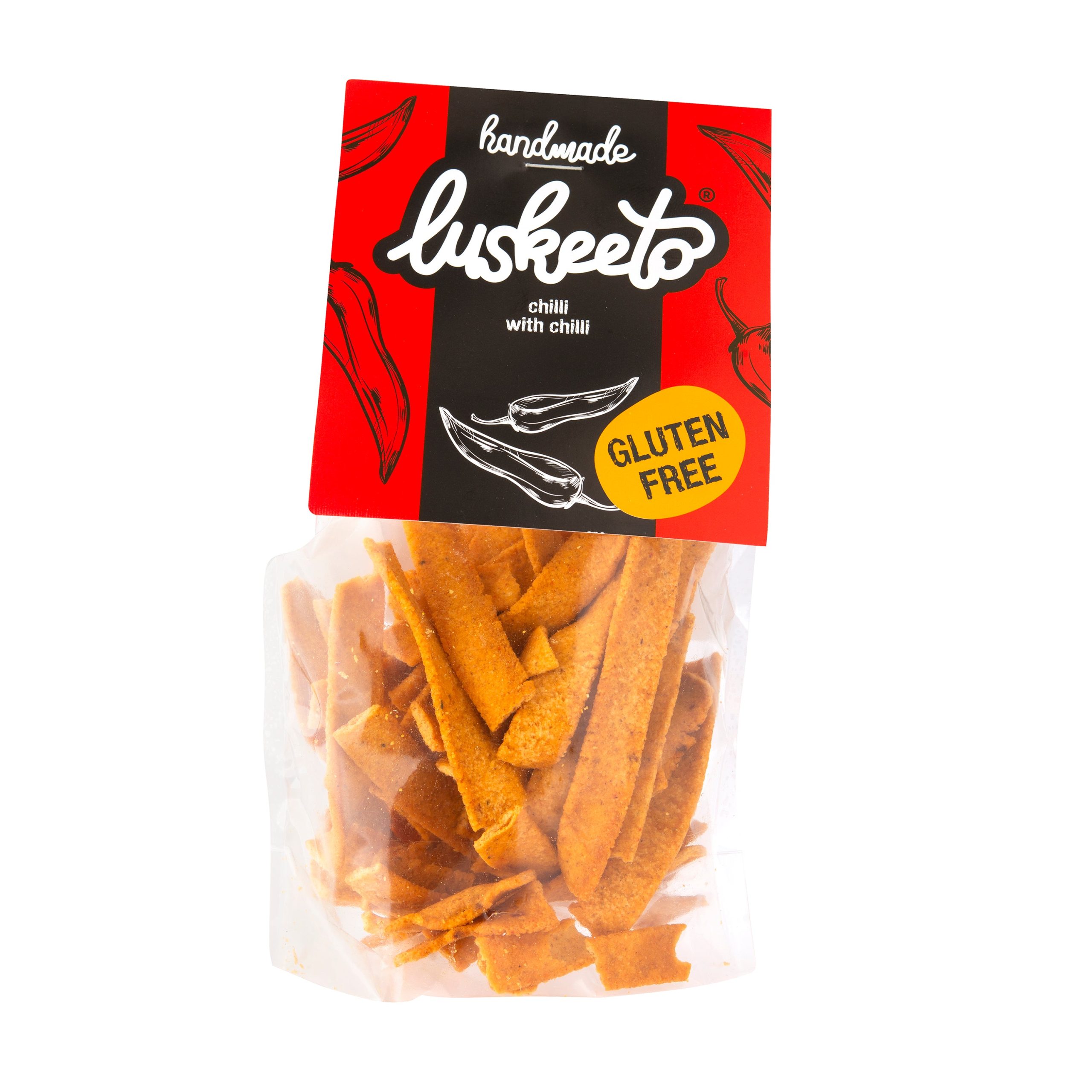 Luskeeto Krekry luštěninové s chilli (70 g) - bezlepkový snack plný bílkovin Luskeeto