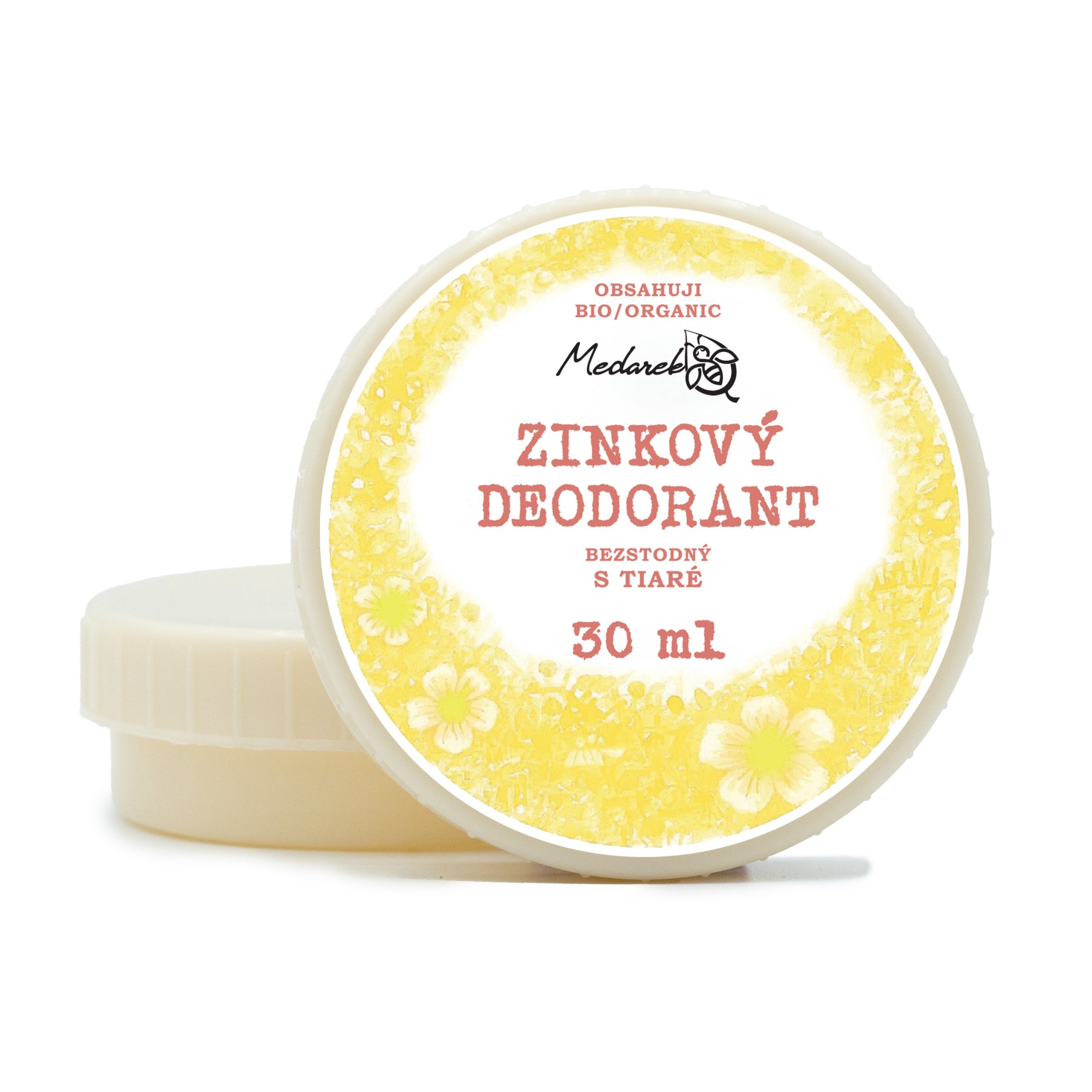 Medarek Krémový deodorant zinkový bez sody - Tiaré (30 ml) - svěží květinová vůně Medarek