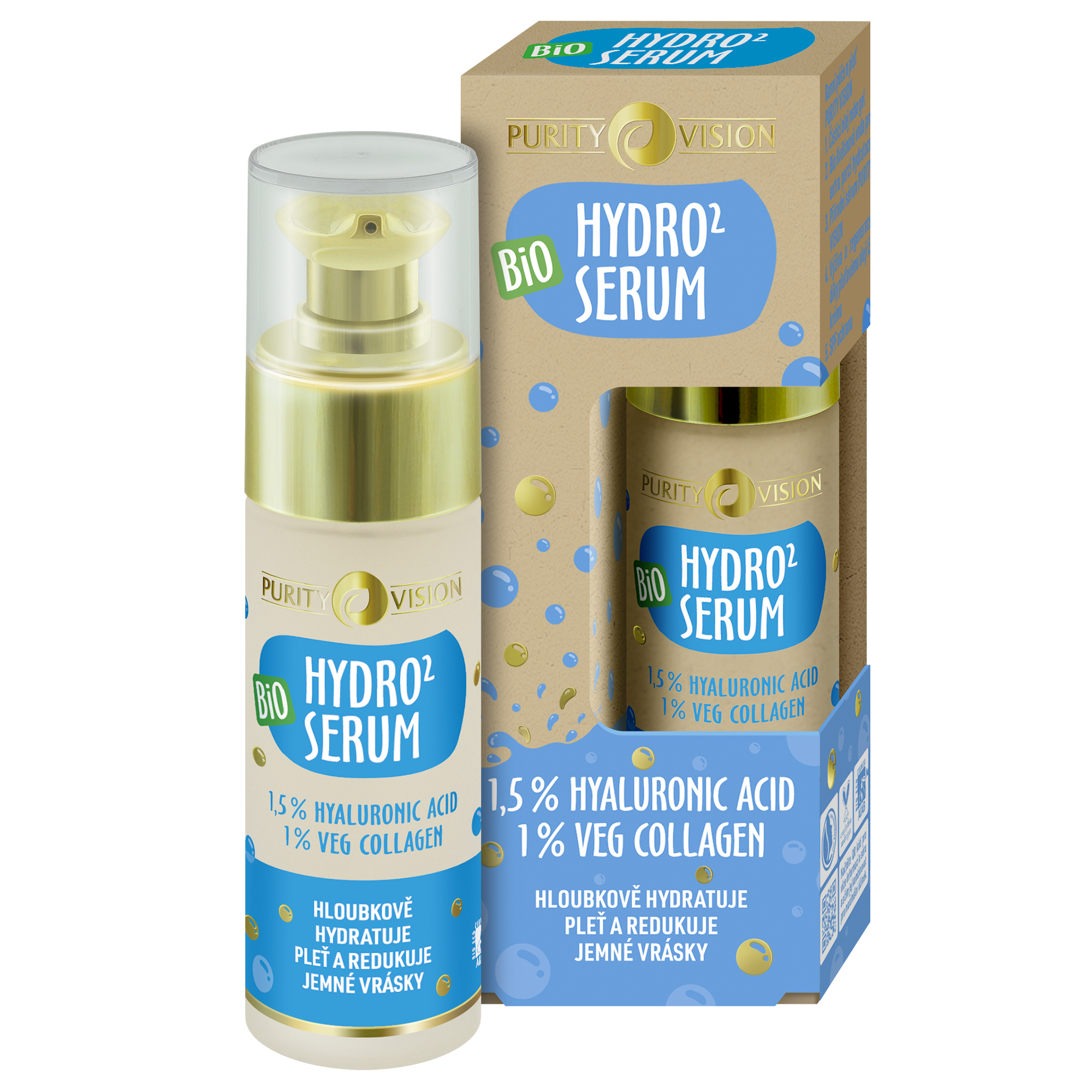 Purity Vision Pleťové sérum Hydro2 BIO (30 ml) - pošk. obal - hydratuje pleť a redukuje jemné vrásky Purity Vision