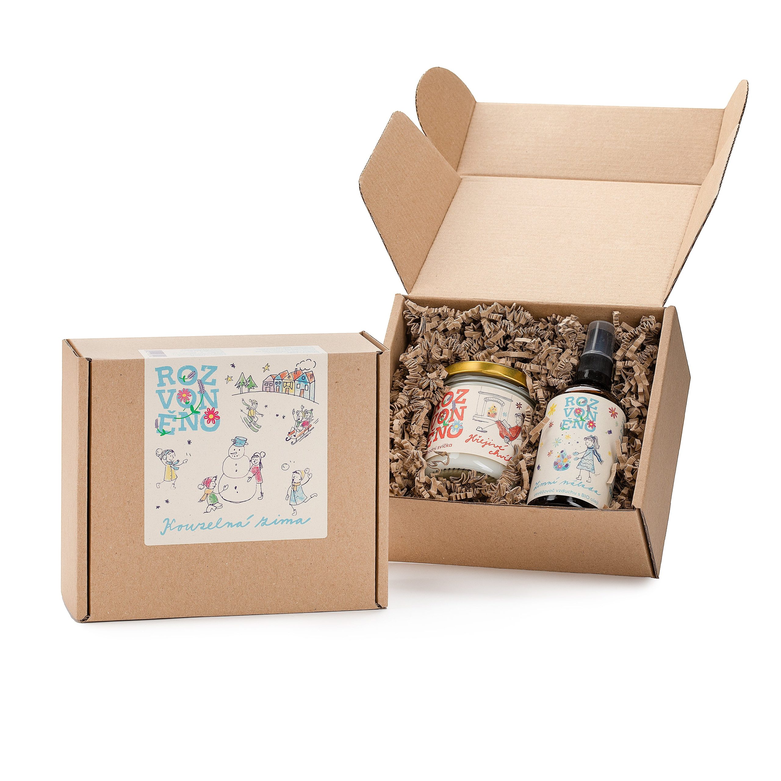 Rozvoněno Dárkový balíček Kouzelná zima - s vonnou svíčkou a osvěžovačem vzduchu Rozvoněno