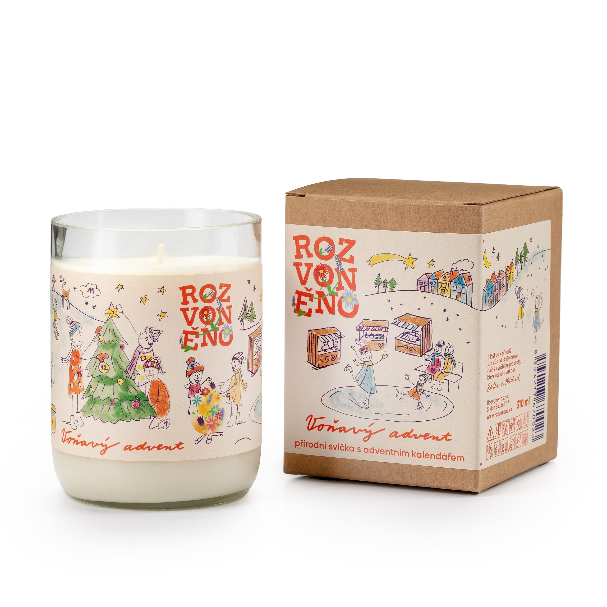 Rozvoněno Vonná svíčka - Voňavý advent (310 ml) - pošk. obal - sklenička z lahve od vína