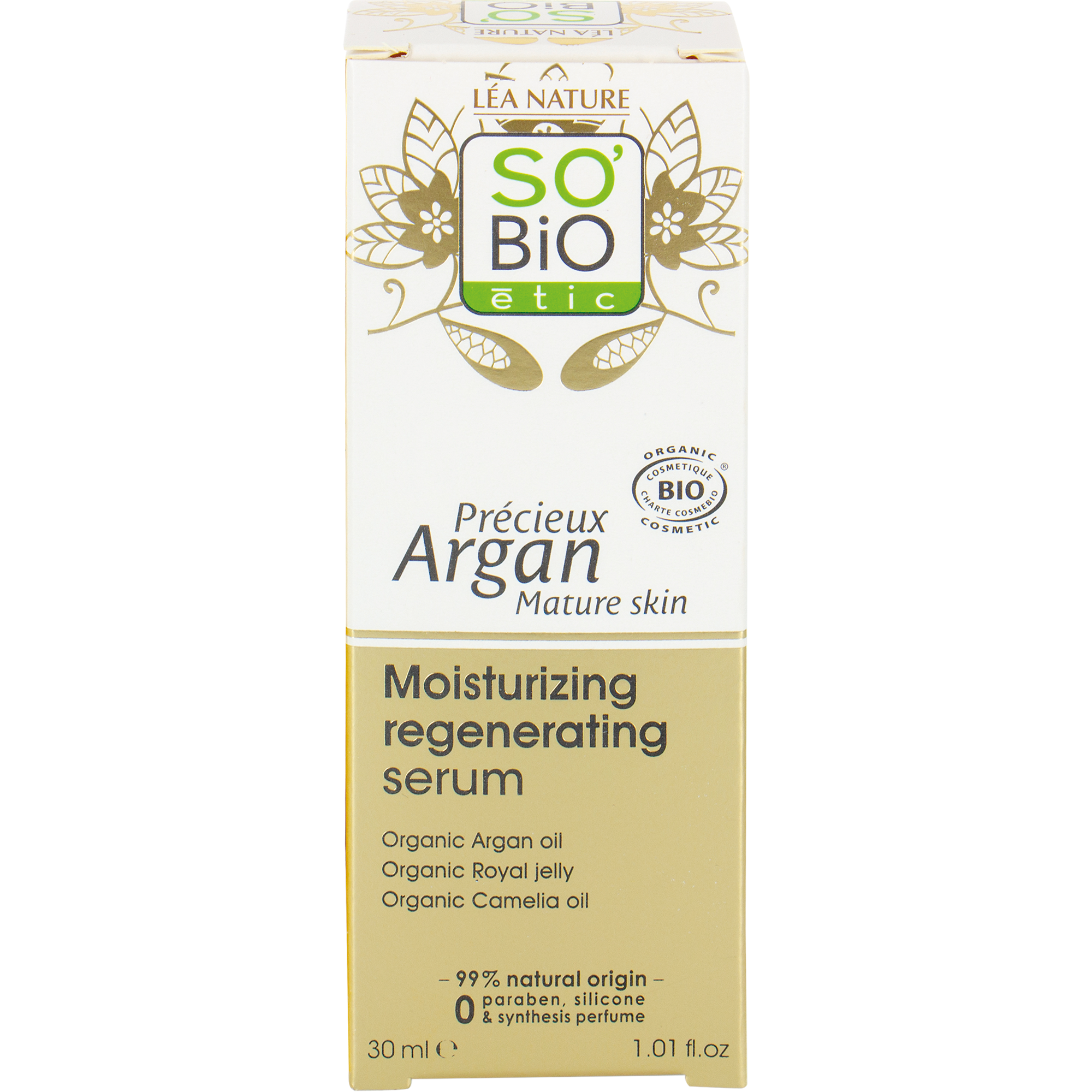 SO’BiO étic Anti-Age Precieux Argan Sérum hydratační a regenerační GOLD BIO (30 ml) - pošk. obal - s kyselinou hyaluronovou SO’BiO étic