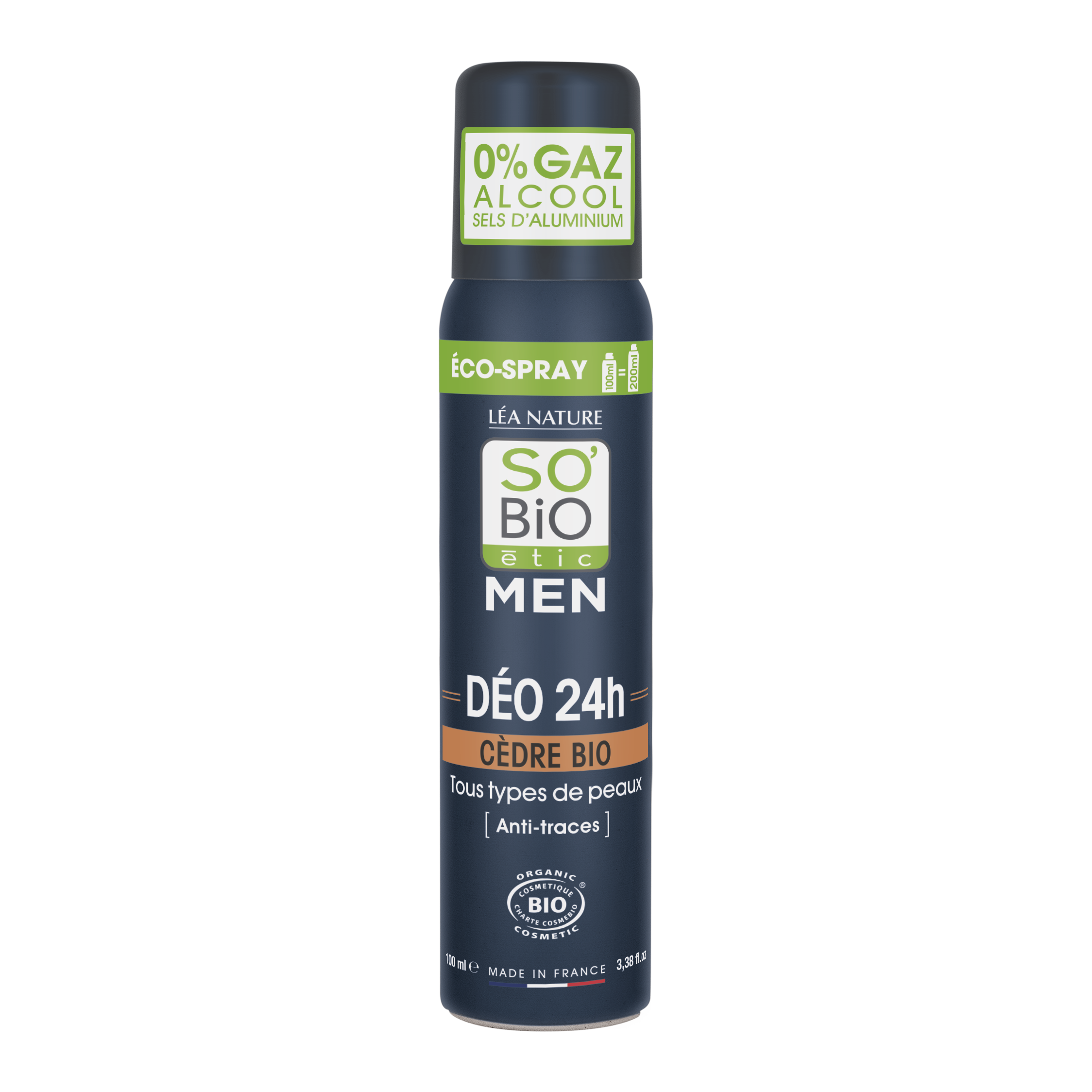 SO’BiO étic Deodorant přírodní ECO SPRAY 24h MEN - cedr BIO (100 ml) - pošk. obal - účinný až 24 hodin SO’BiO étic