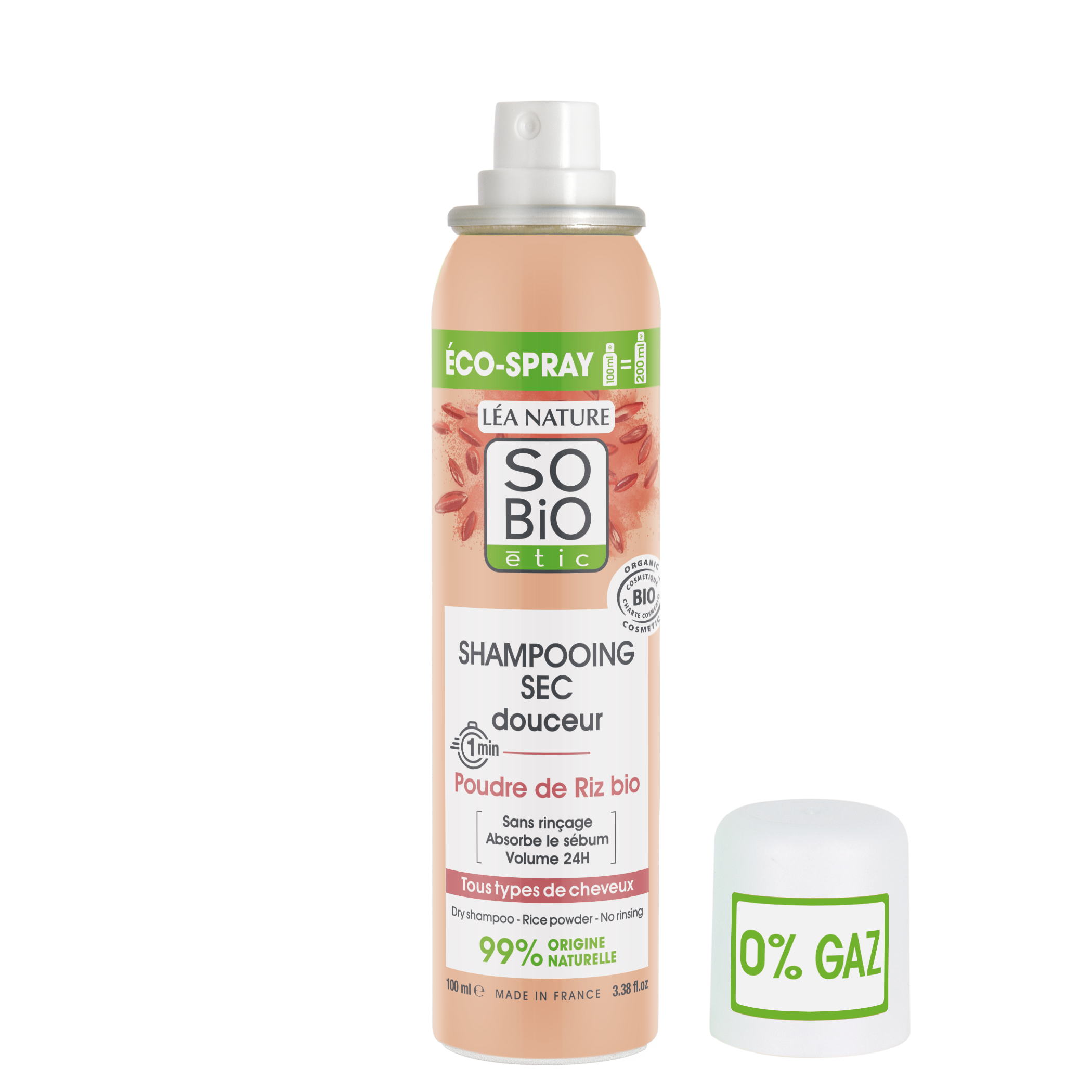 SO’BiO étic Jemný suchý šampon ve spreji pro citlivou pokožku hlavy BIO (100 ml) - pošk. obal - objem a čisté vlasy bez mytí SO’BiO étic