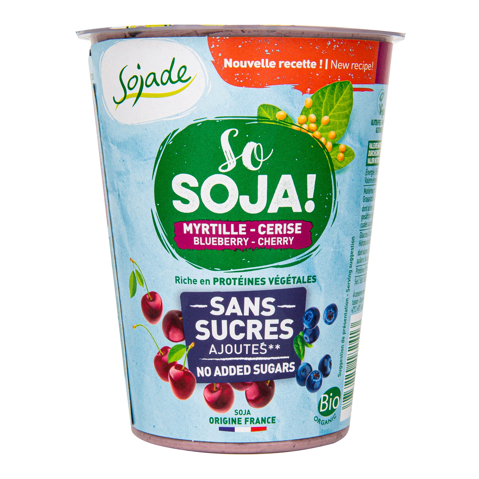 SOJADE bifidus borůvka-třešeň bez přidaného cukru 400 g BIO Sojade