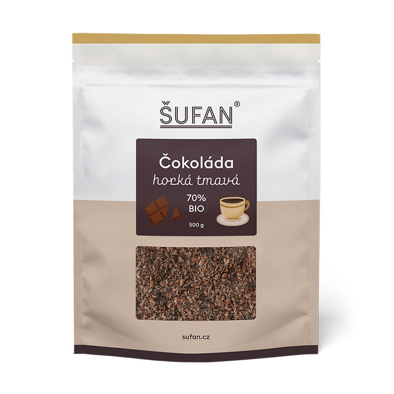 Šufan Horká tmavá čokoláda 70% BIO (500 g) - Peru - slazená třtinovou šťávou Šufan
