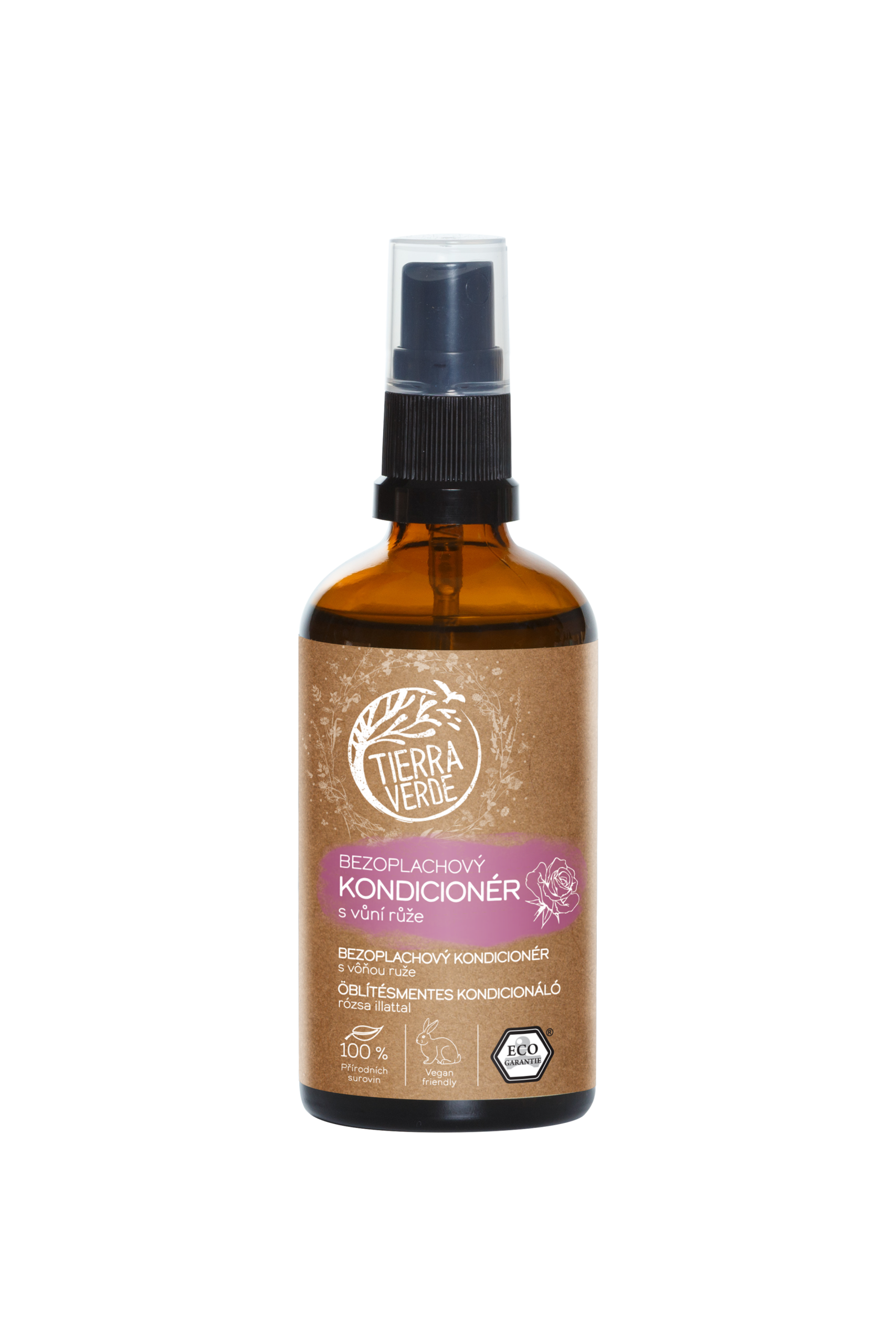 Tierra Verde Bezoplachový kondicionér s vůní růže (100 ml) - pošk. obal - na mokré i suché vlasy Tierra Verde