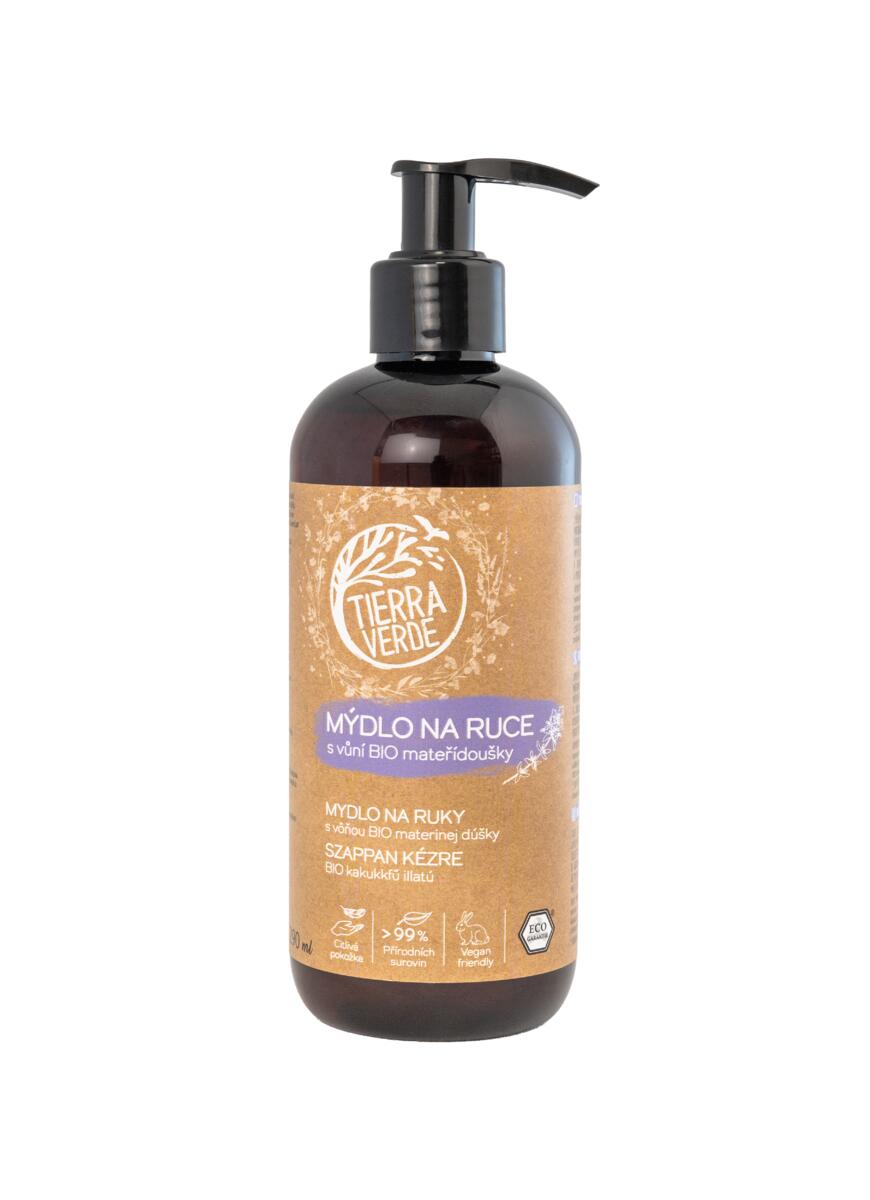 Tierra Verde Tekuté mýdlo na ruce - BIO Mateřídouška - 290 ml - s českým bio jitrocelem Tierra Verde