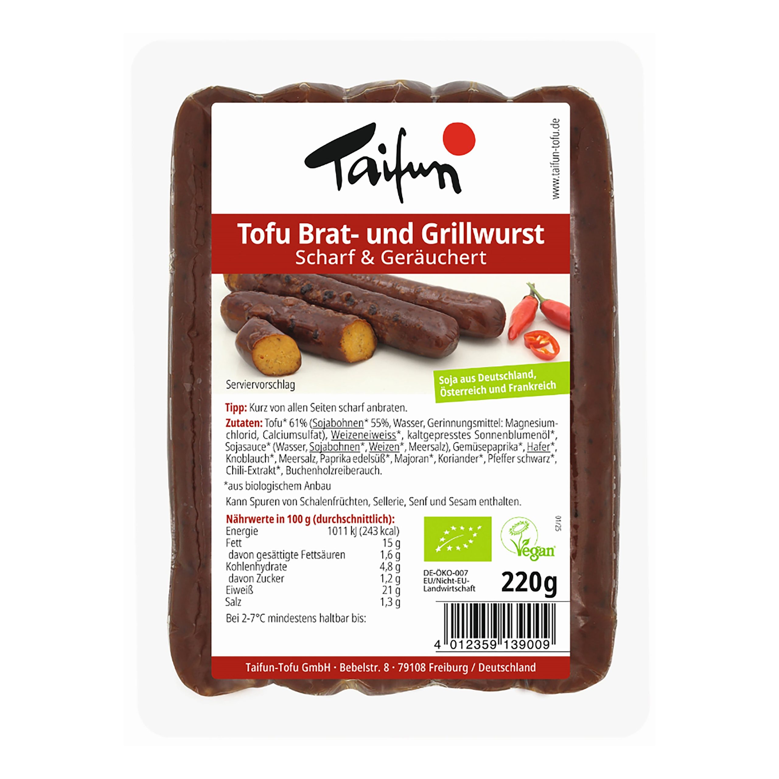 Tofu alternativa klobásy pikantní uzená 220 g BIO   TAIFUN Taifun