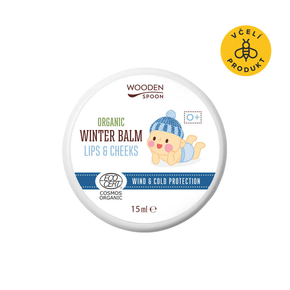 Wooden Spoon Dětský balzám na rty a tvář BIO - 15 ml - chrání dětskou pokožku před chladem Wooden Spoon
