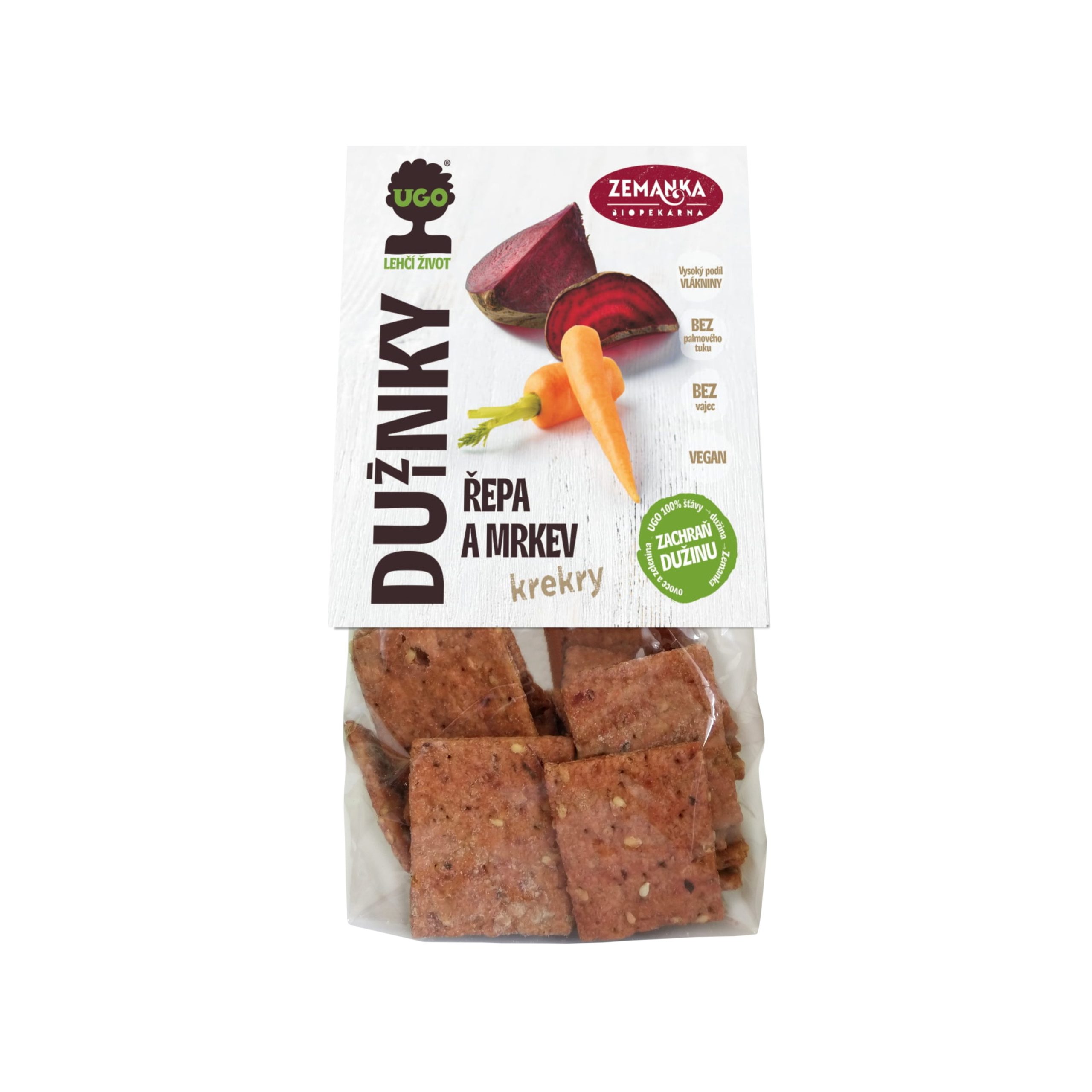 Zemanka Krekry slané s dužinou z červené řepy a mrkve (100 g) - pomáhají proti plýtvání jídlem Biopekárna Zemanka
