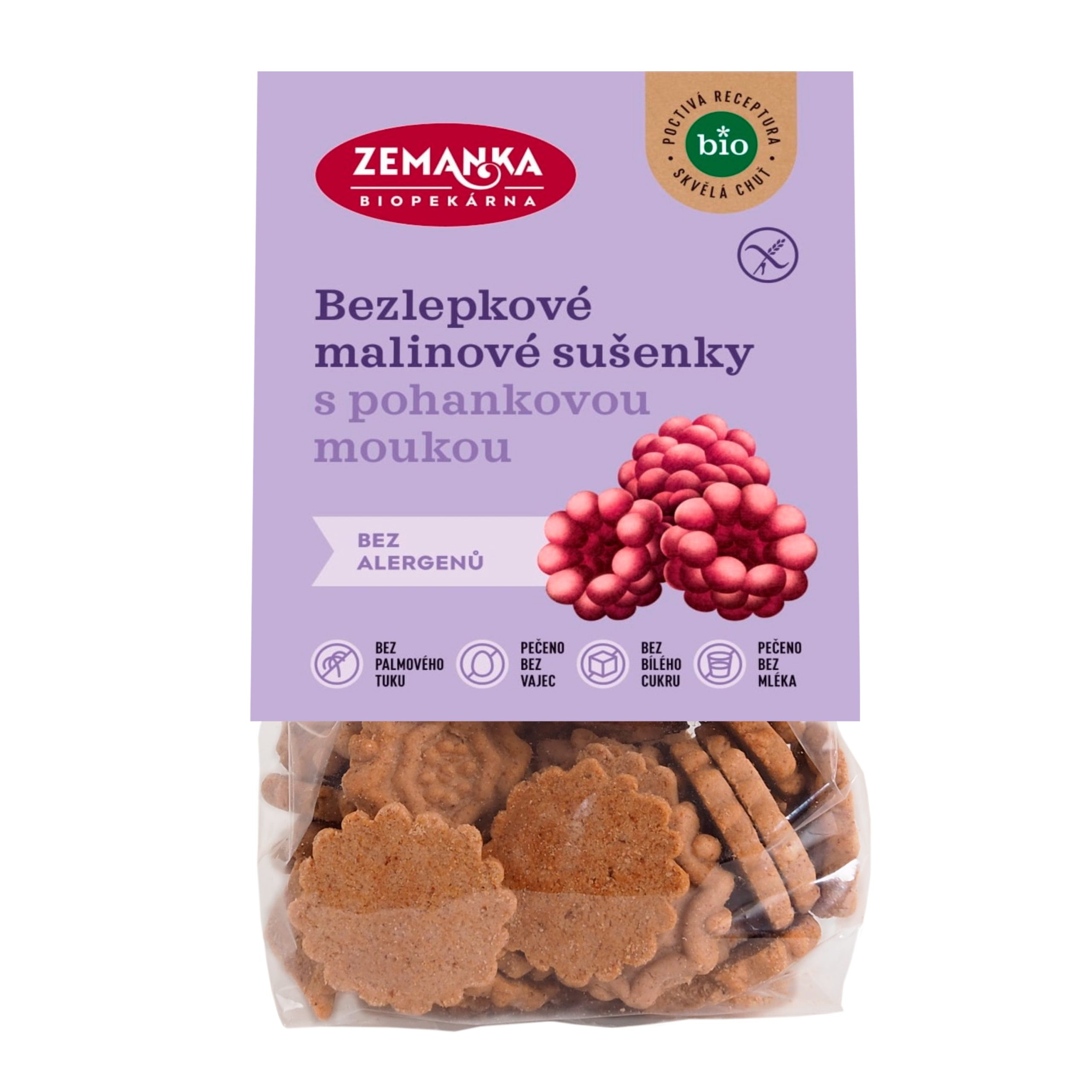 Zemanka Malinové sušenky s pohankovou moukou BIO - bezlepkové (100 g) - bezlepkové mlsání vhodné i pro vegany Biopekárna Zemanka