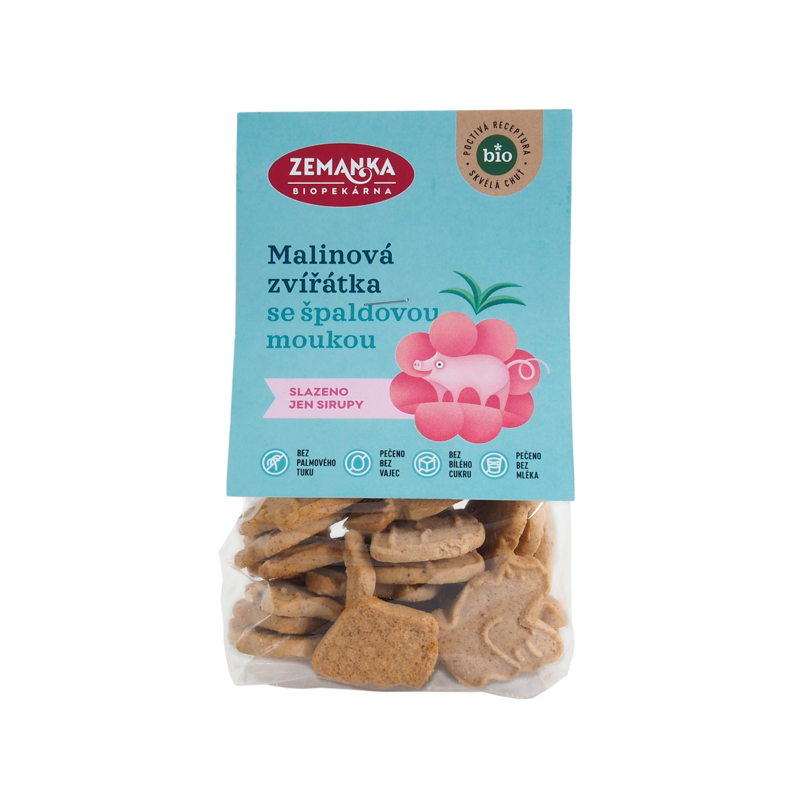 Zemanka Zvířátka špaldová malinová BIO (100 g) - veganské mlsání nejen pro děti Biopekárna Zemanka