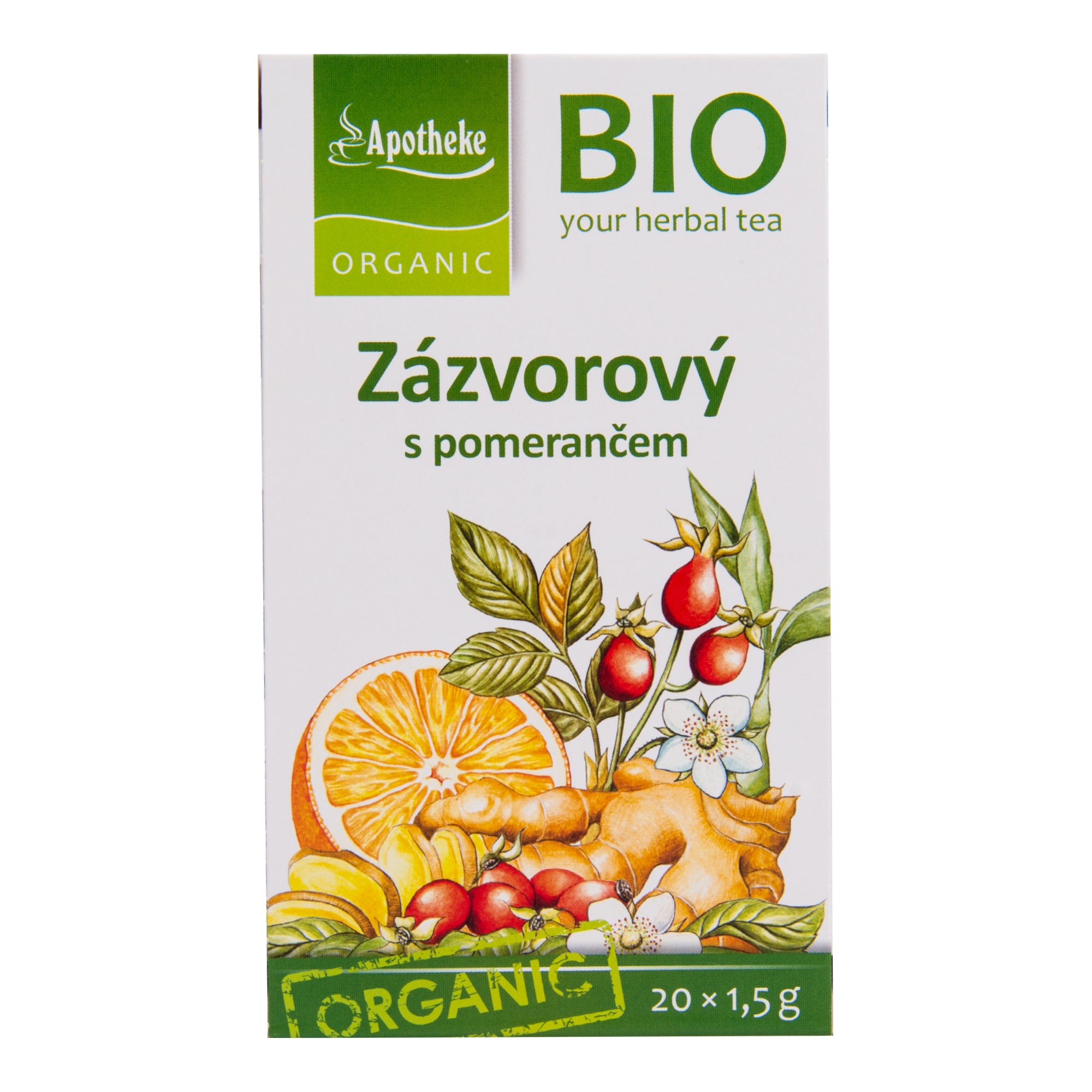 Apotheke Bylinný čaj Zázvorový s pomerančem BIO - nálev. sáčky (20 x 1