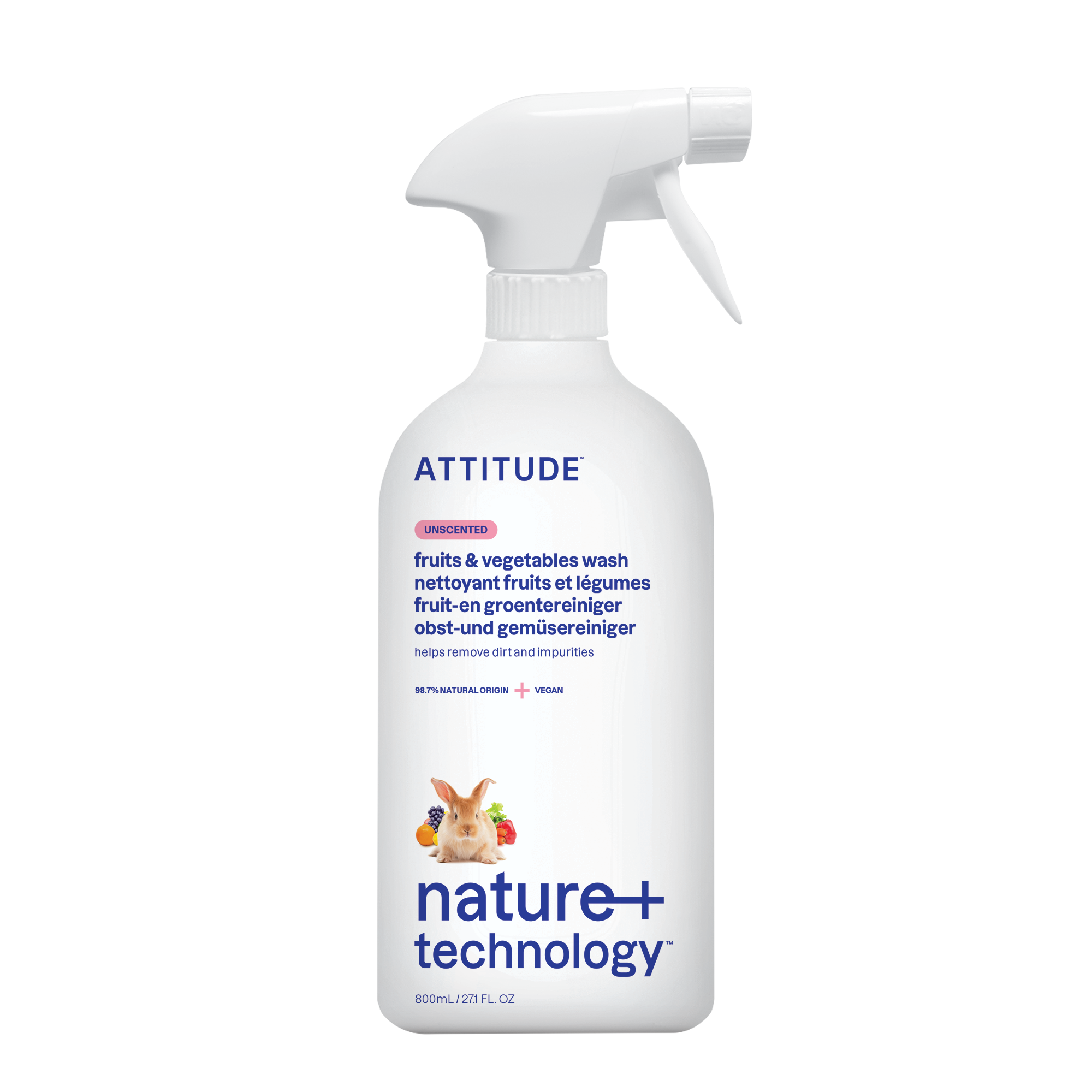 Attitude Čistič na ovoce a zeleninu bez vůně s rozprašovačem (800 ml) Attitude