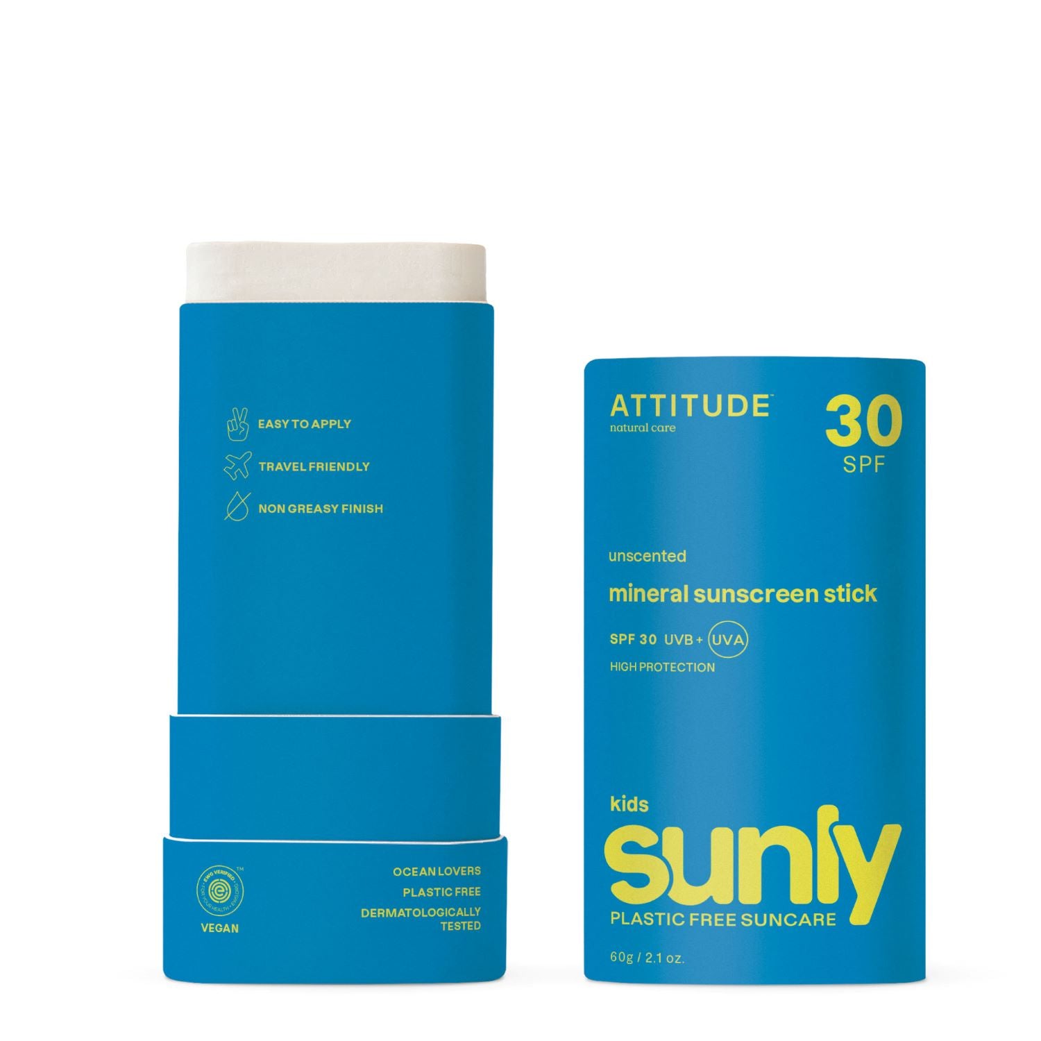 Attitude Dětský opalovací krém v tyčince SPF 30 bez vůně - celé tělo (60 g) - praktická aplikace