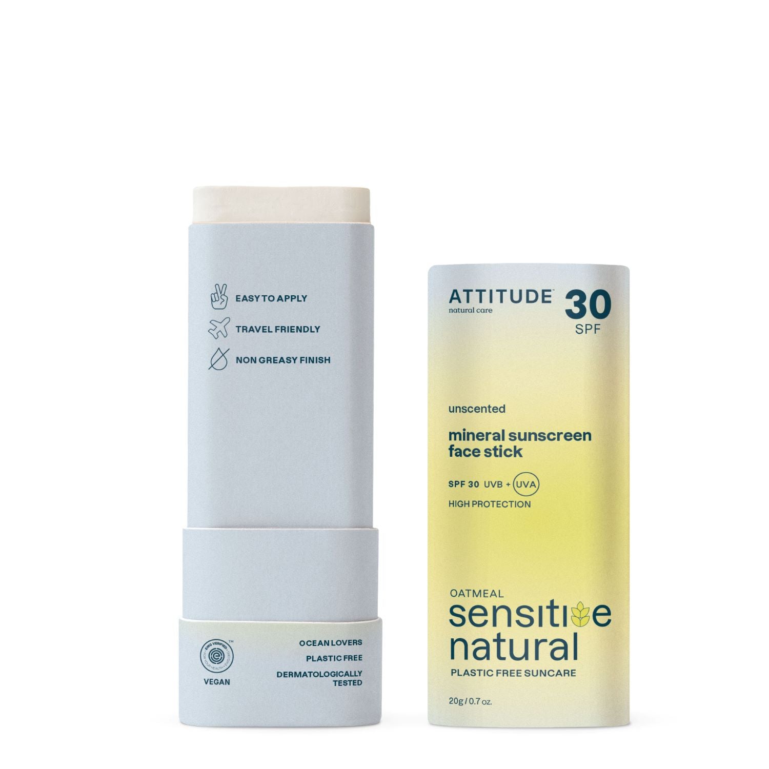 Attitude Opalovací krém v tyčince SPF 30 pro citlivou a atopickou pokožku - tvář a rty (20 g) - praktická aplikace