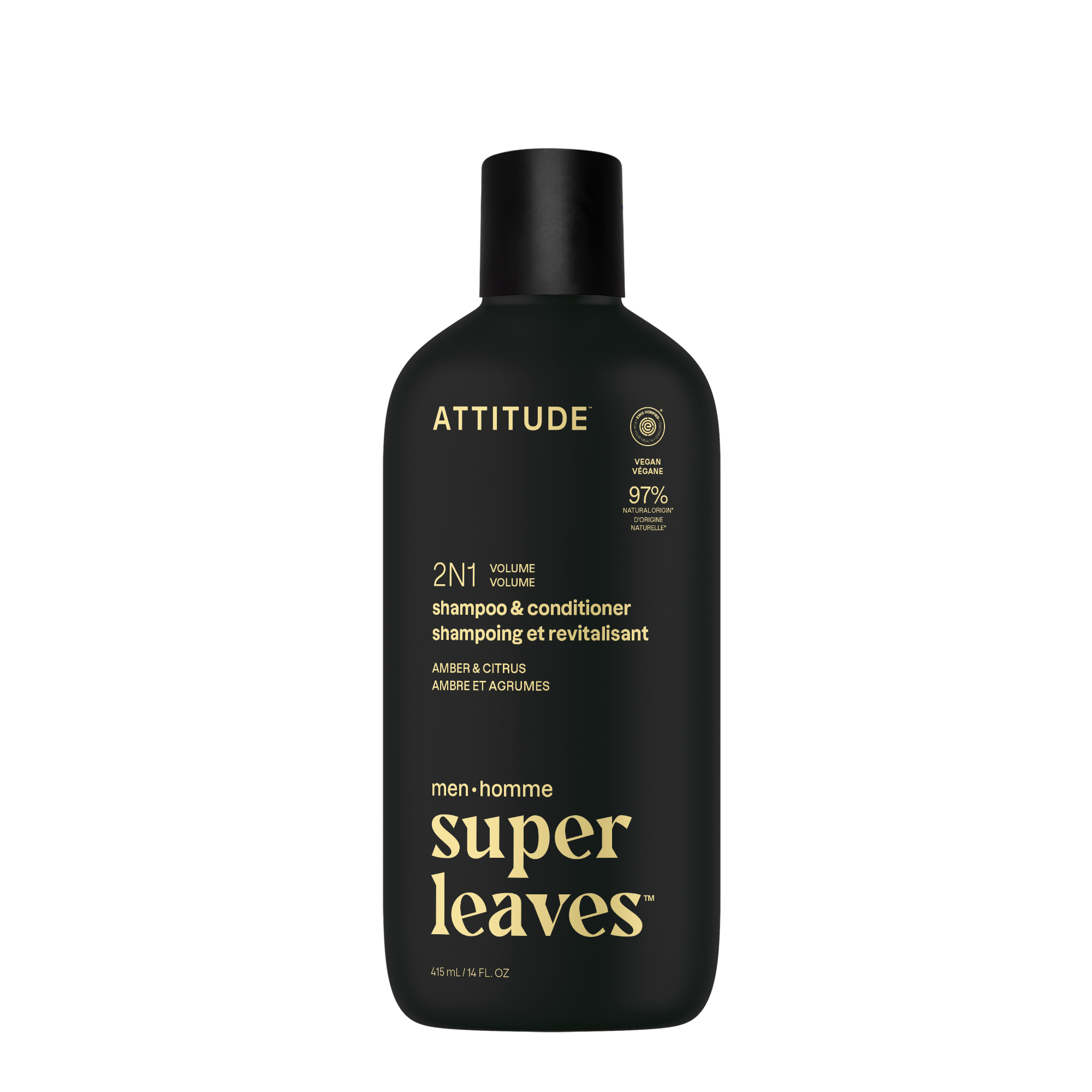 Attitude Pánský šampon a kondicionér pro objem 2v1 Super Leaves - Amber & Citrus (415 ml) Attitude