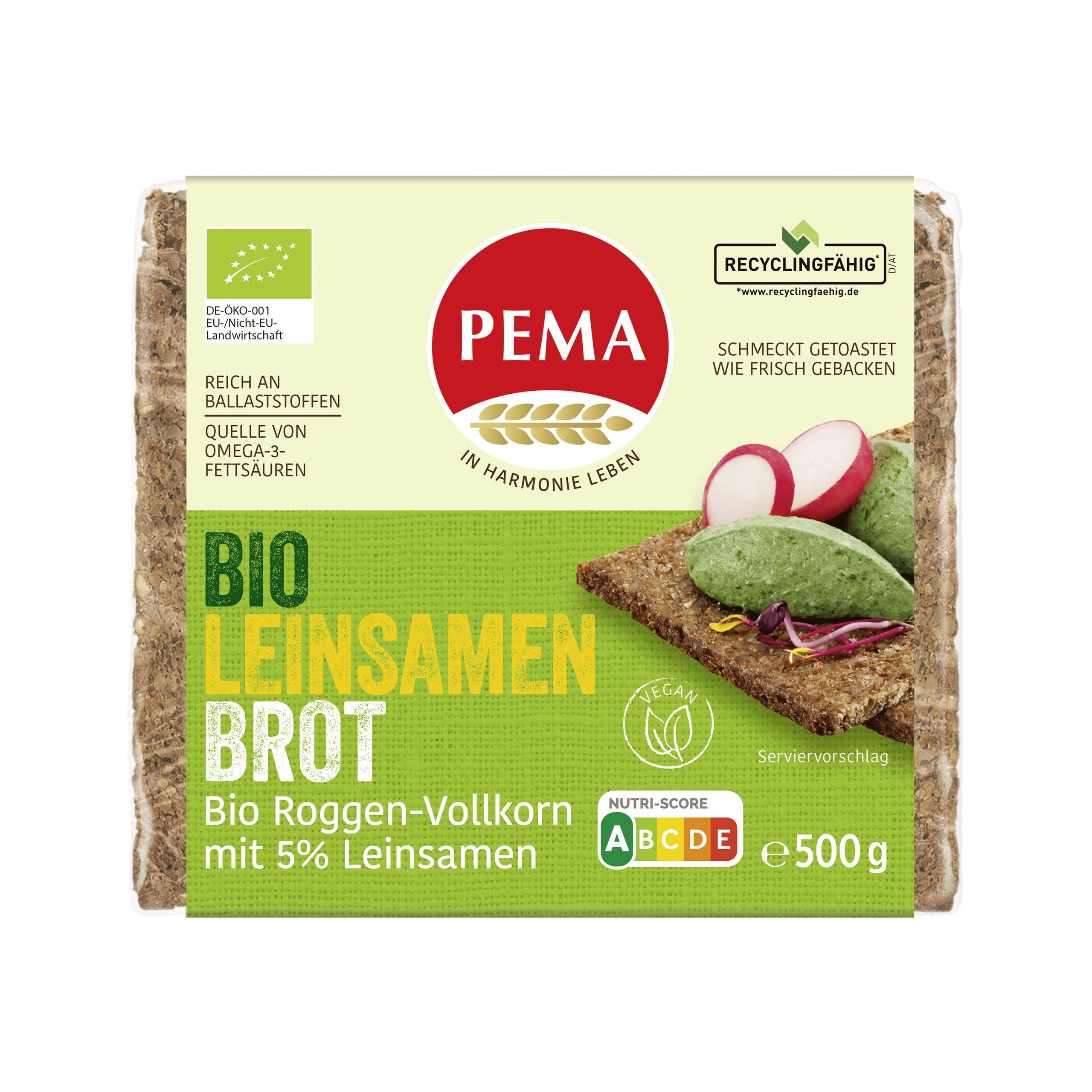 Chléb žitný se lněným semínkem 500 g BIO   PEMA Pema
