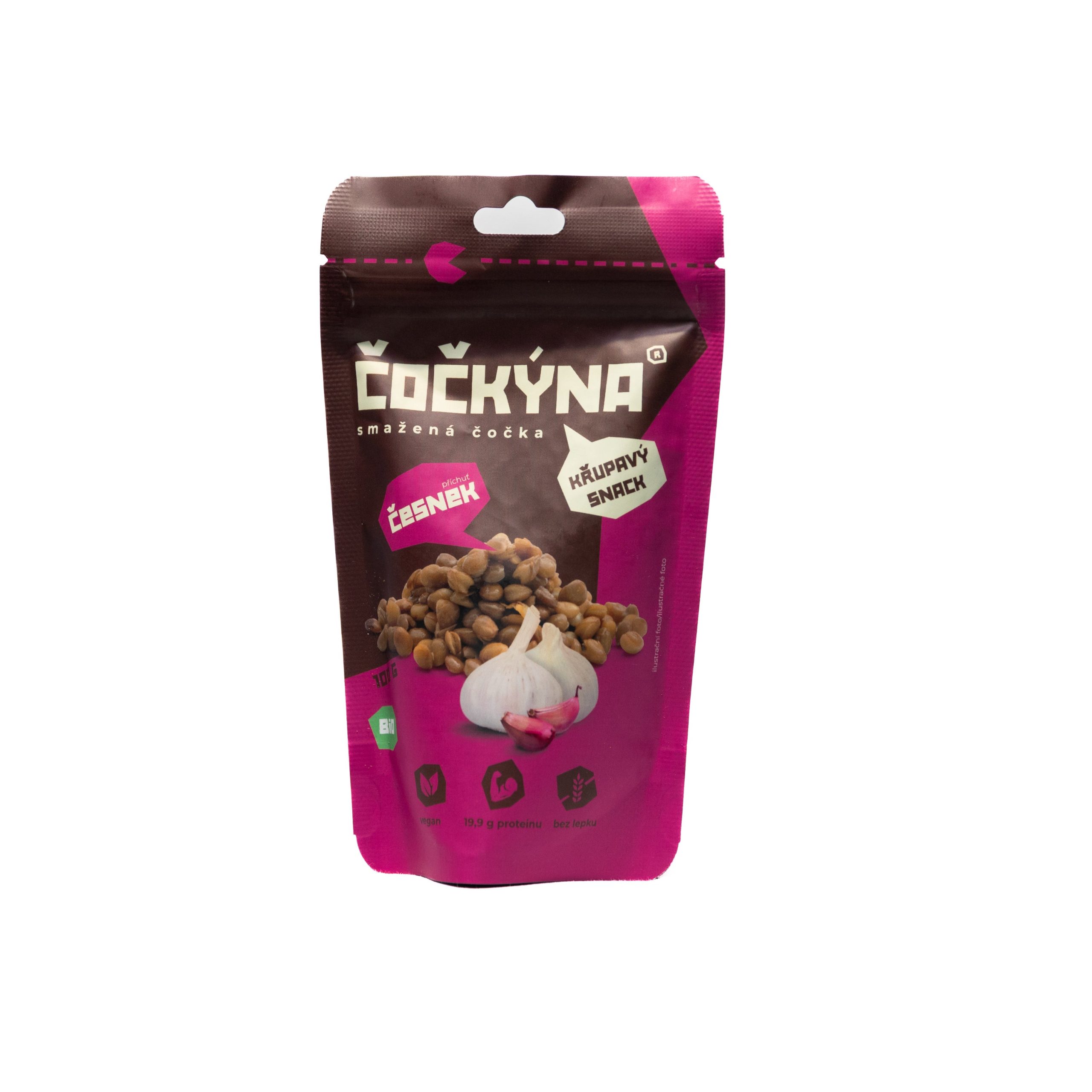 Čočkýna Čočka smažená - česnek BIO (100 g) - křupavá svačinka i dochucovadlo Čočkýna