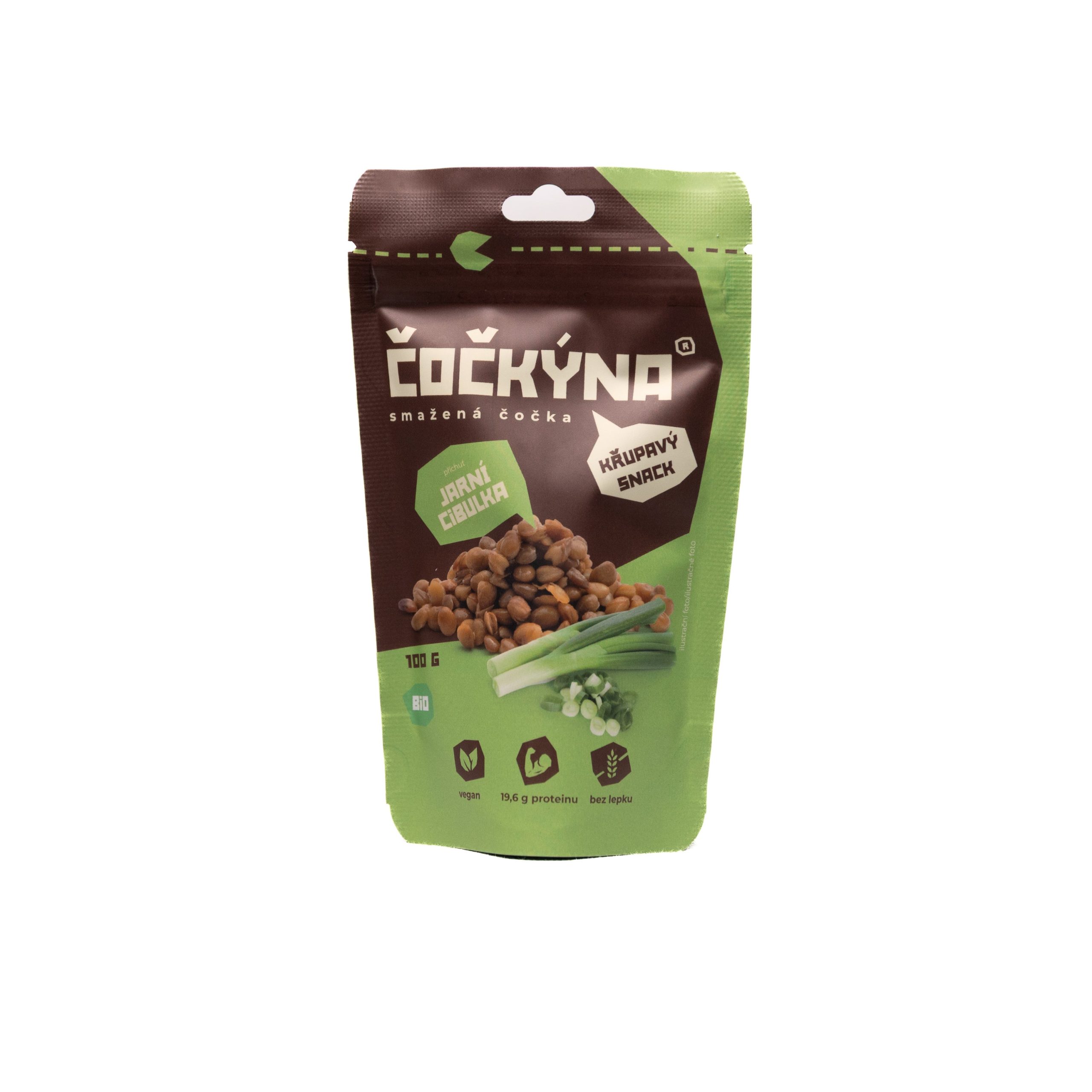 Čočkýna Čočka smažená - jarní cibulka BIO (100 g) - křupavá svačinka i dochucovadlo Čočkýna