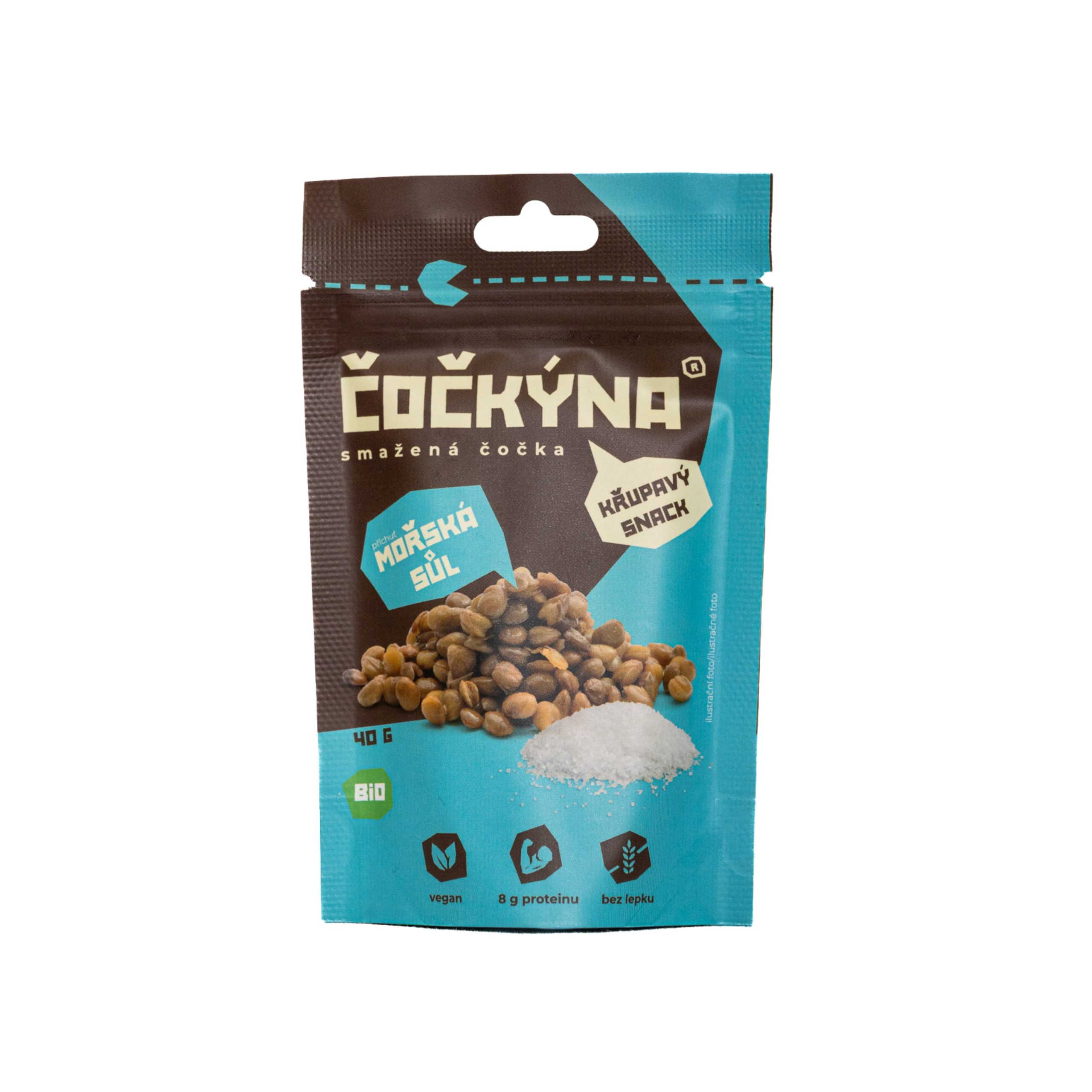 Čočkýna Čočka smažená - mořská sůl BIO (40 g) - křupavá svačinka i dochucovadlo Čočkýna