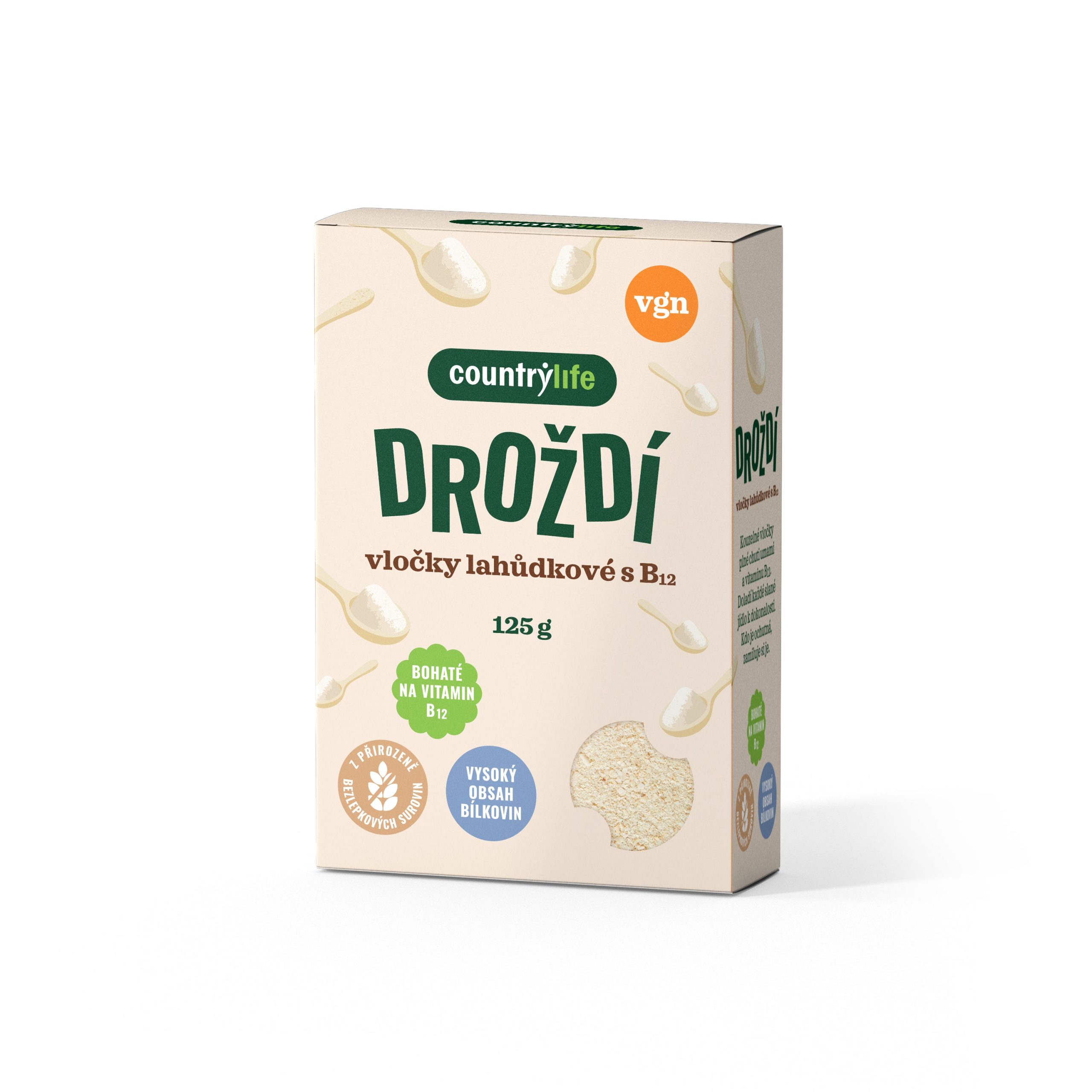 Country Life Droždí lahůdkové s vitaminem B12 (125 g) - veganské umami ochucovadlo Country Life