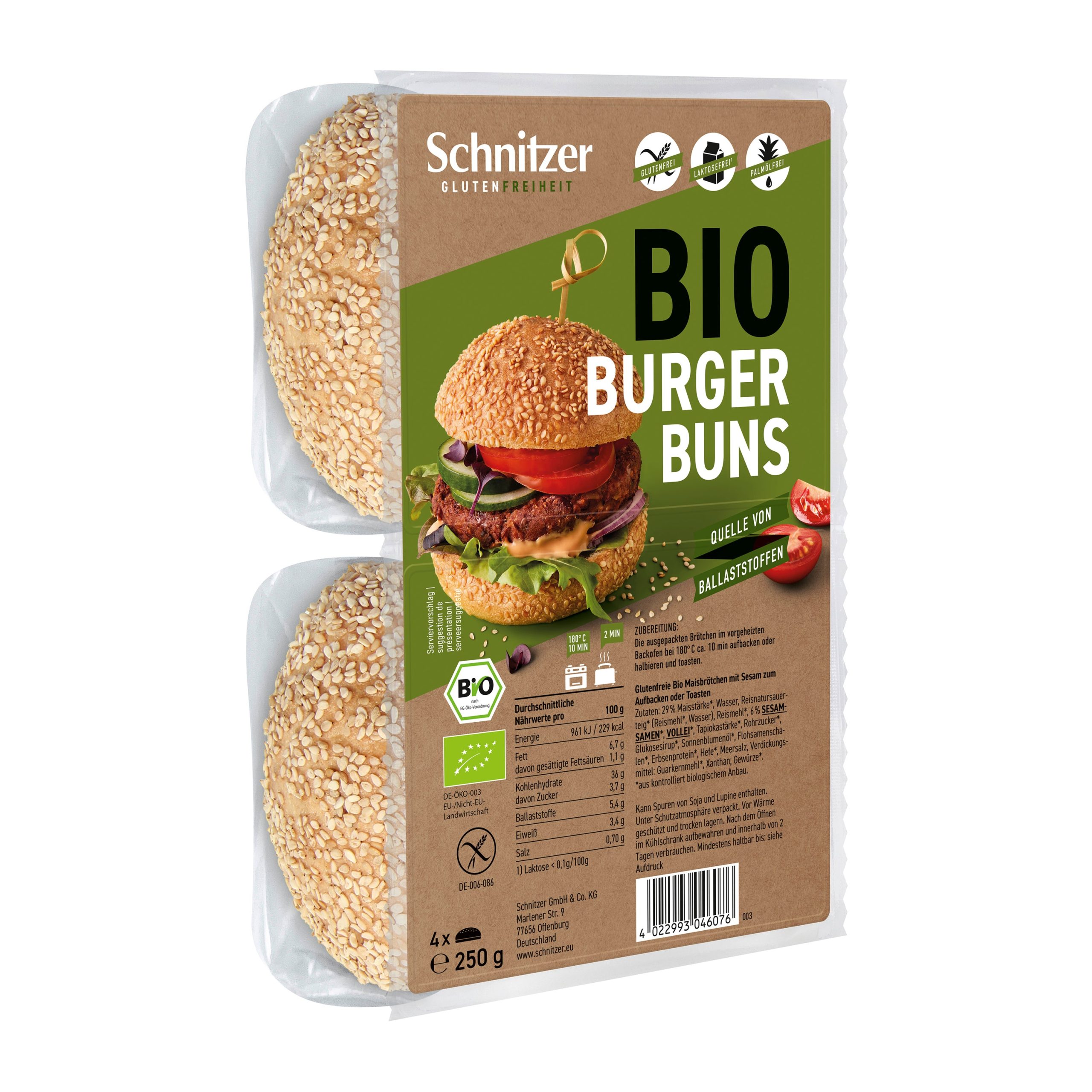 Housky na burger bezlepkové 250 g BIO   SCHNITZER Schnitzer