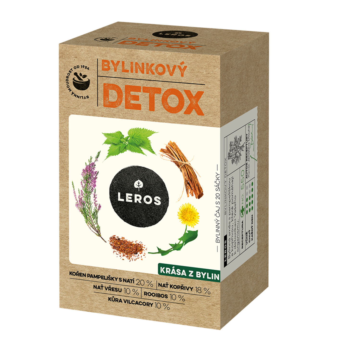 LEROS Bylinný čaj Bylinkový detox - nálev. sáčky (20 x 1