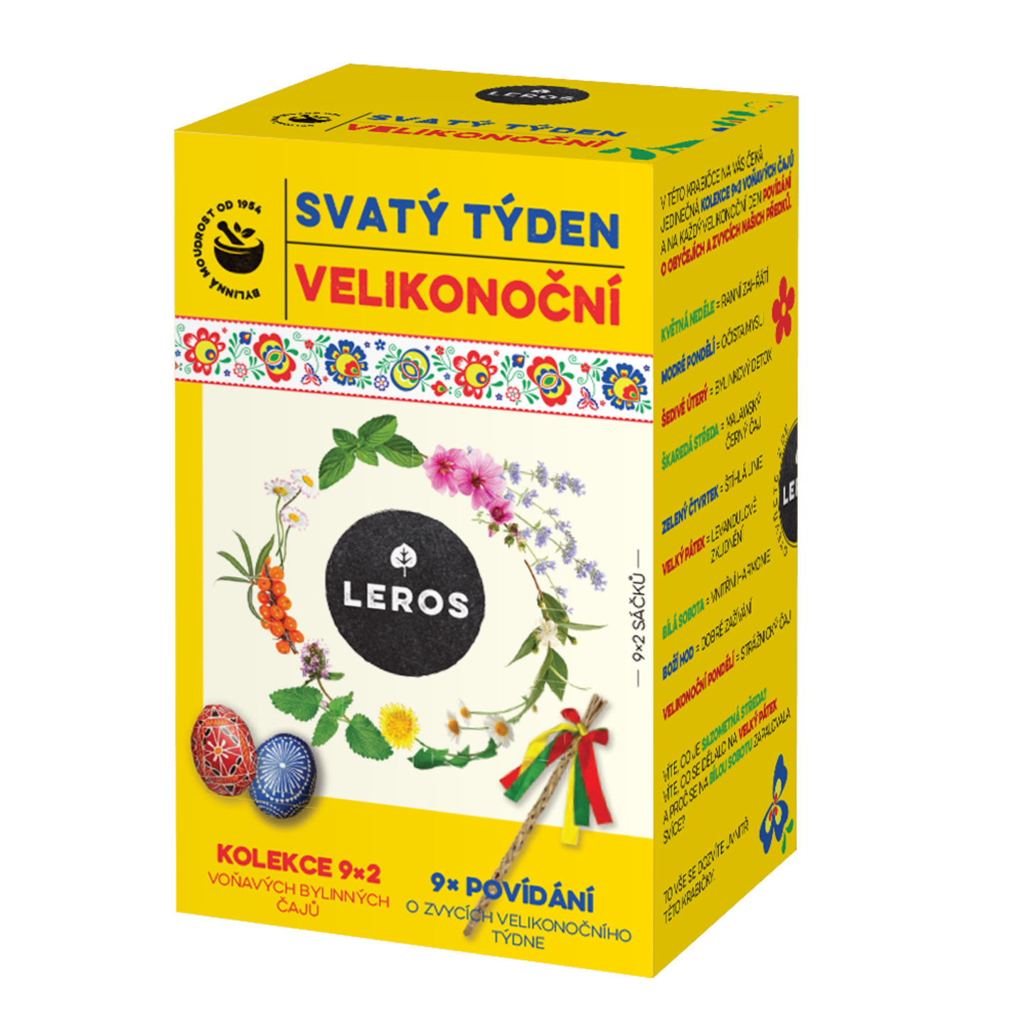 LEROS Sada bylinných čajů Svatý týden velikonoční - nálev. sáčky (9 x 2 ks) - bylinkový průvodce velikonocemi LEROS