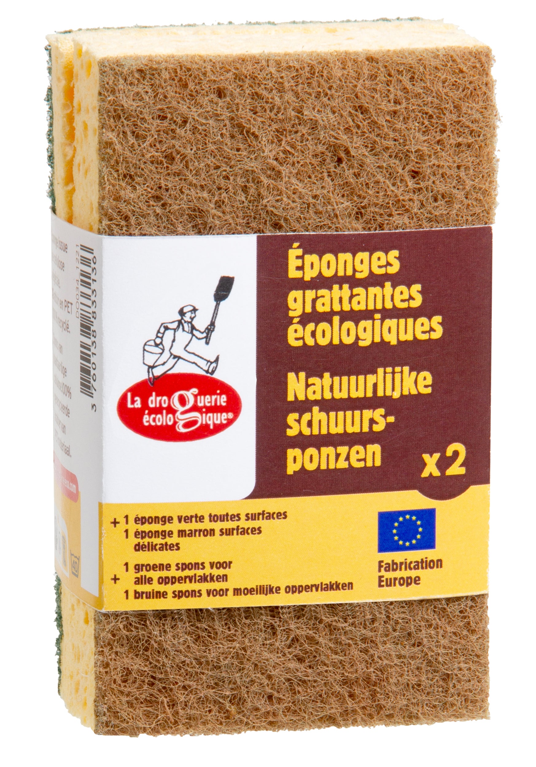 La Droguerie Ecologique by Ecodis Sada houbiček na nádobí - zelená a hnědá (2 ks) - poradí si i s tvrdohlavou špínou Ecodis