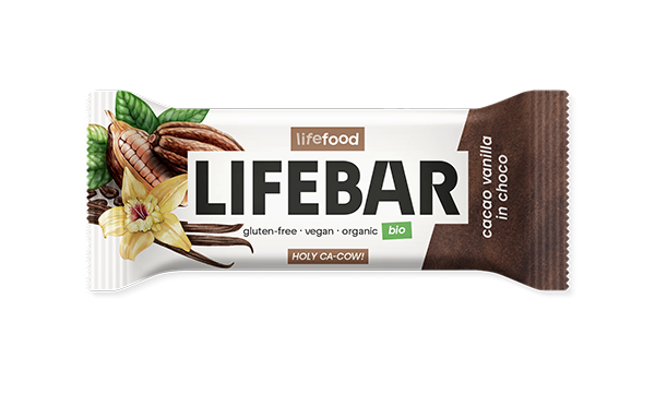 Lifefood Tyčinka Lifebar InChoco vanilková s kakaovými boby RAW BIO (40 g) - bez přidaného cukru a sladidel Lifefood