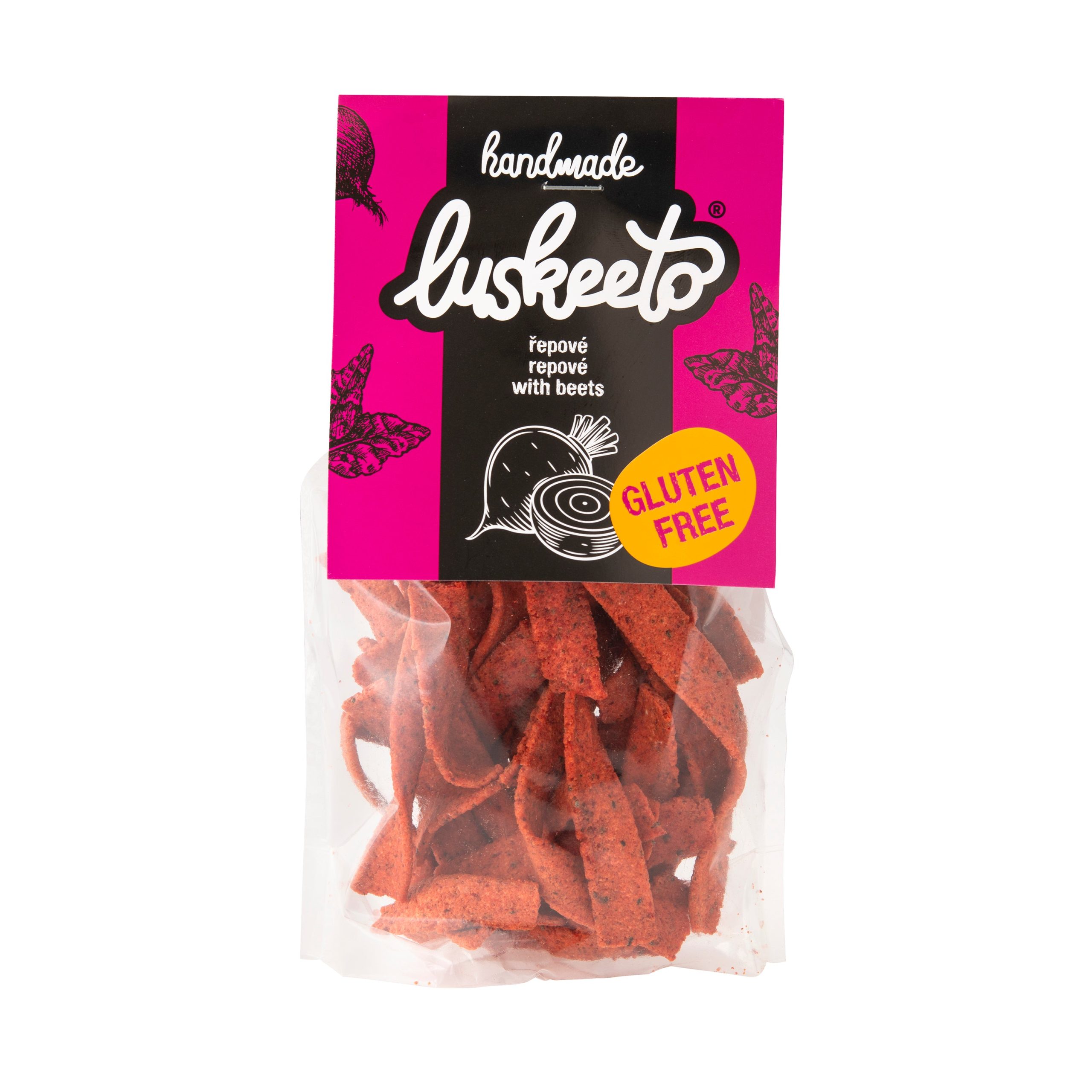 Luskeeto Krekry luštěninové s červenou řepou (70 g) - bezlepkový snack plný bílkovin Luskeeto