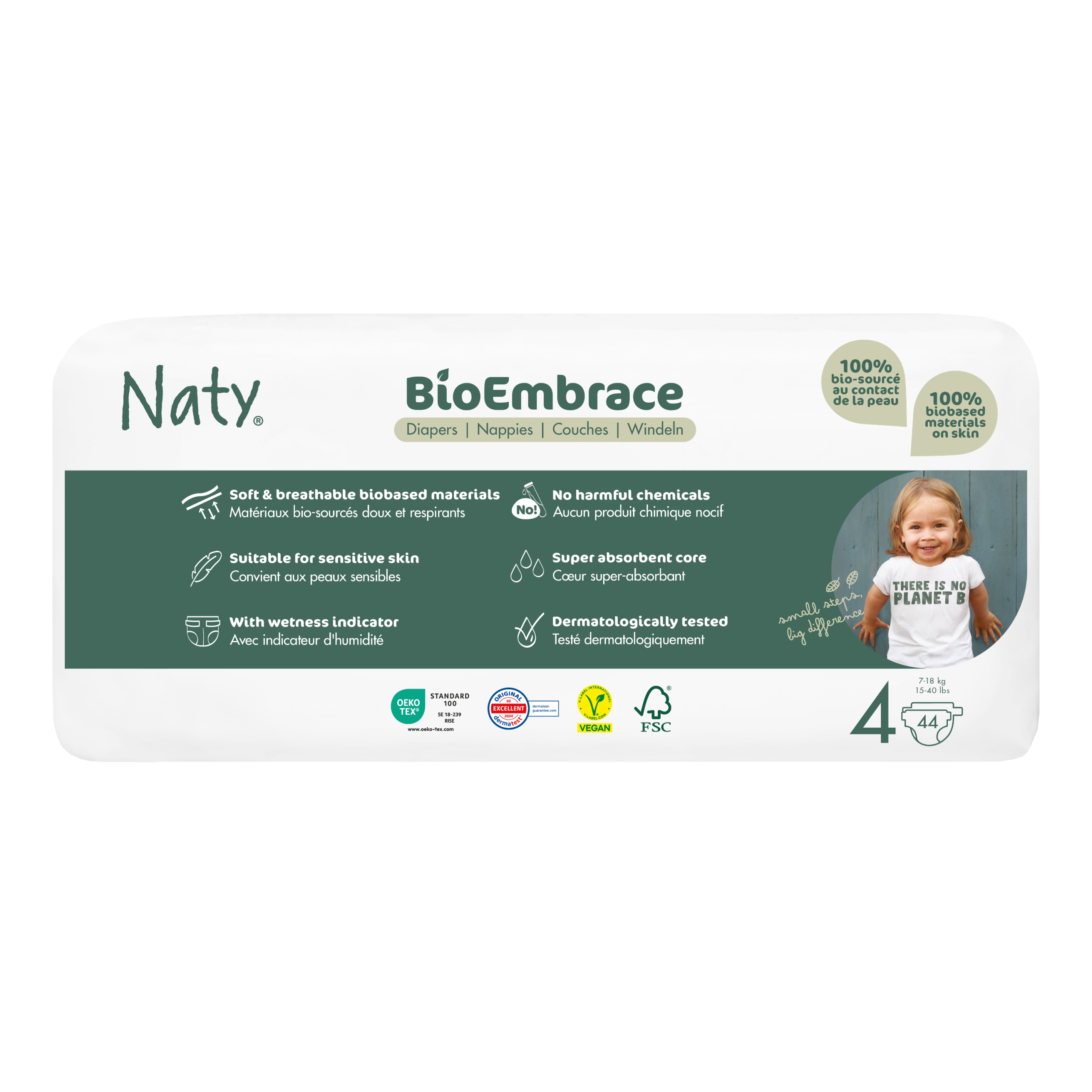 Naty BioEmbrace Ekoplenky Maxi - vel. 4 (7 - 18 kg) (44 ks) - s vylepšenou funkčností Naty