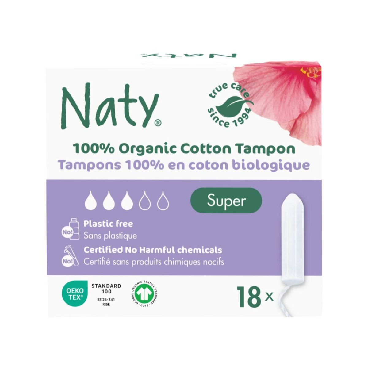 Naty Tampony Super (18 ks) - 100% z biobavlny
