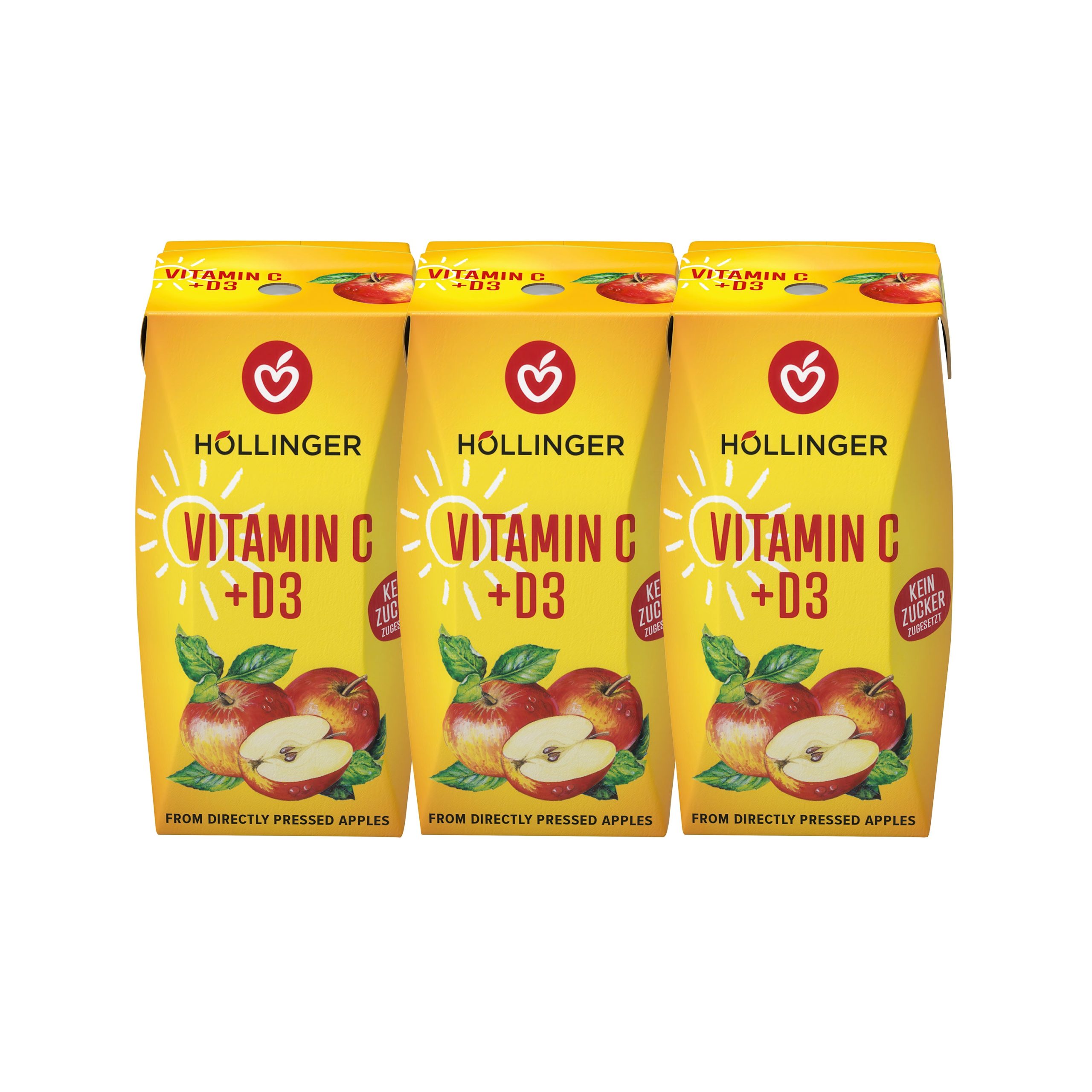 Nektar jablko s obsahem vitaminu C a D3 3x200 ml   HOLLINGER Hollinger