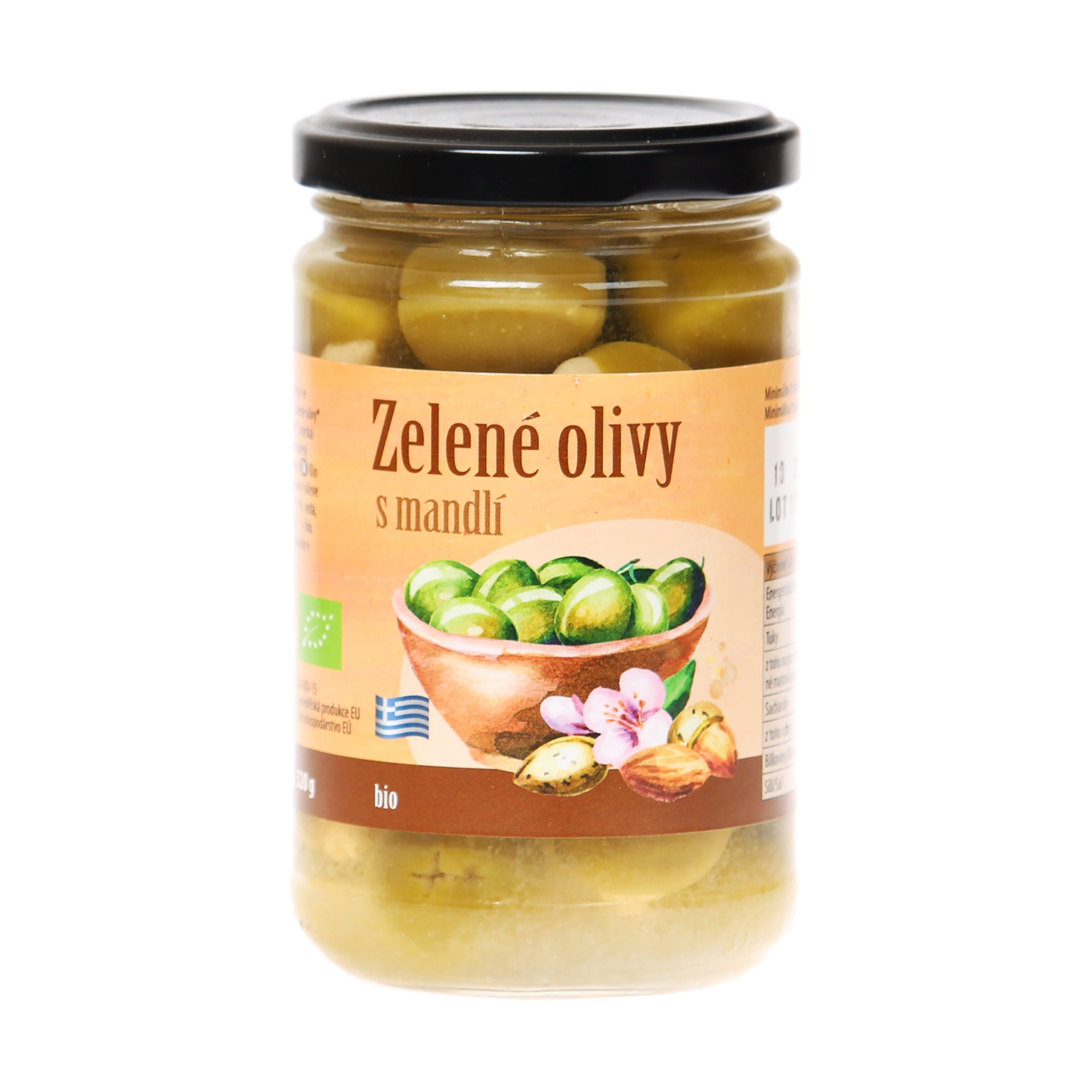 Olivy zelené plněné mandlí 320 g BIO   BIO NEBIO Bio nebio