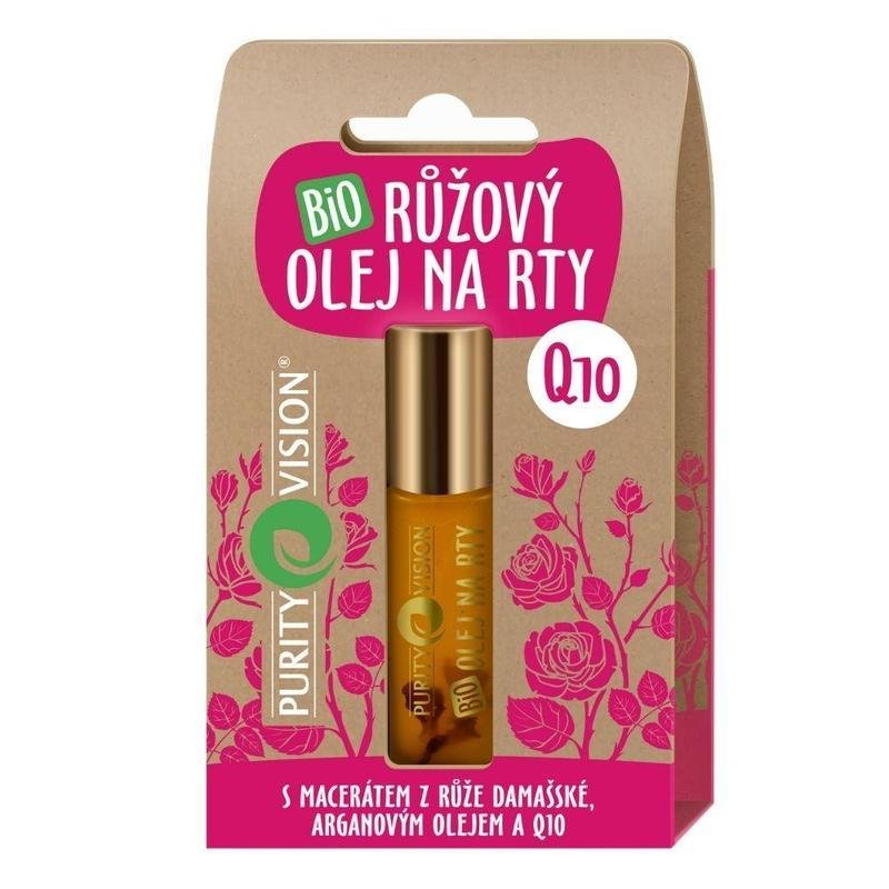 Purity Vision Růžový olej na rty BIO (10 ml) - pošk. obal - péče o popraskané rty Purity Vision